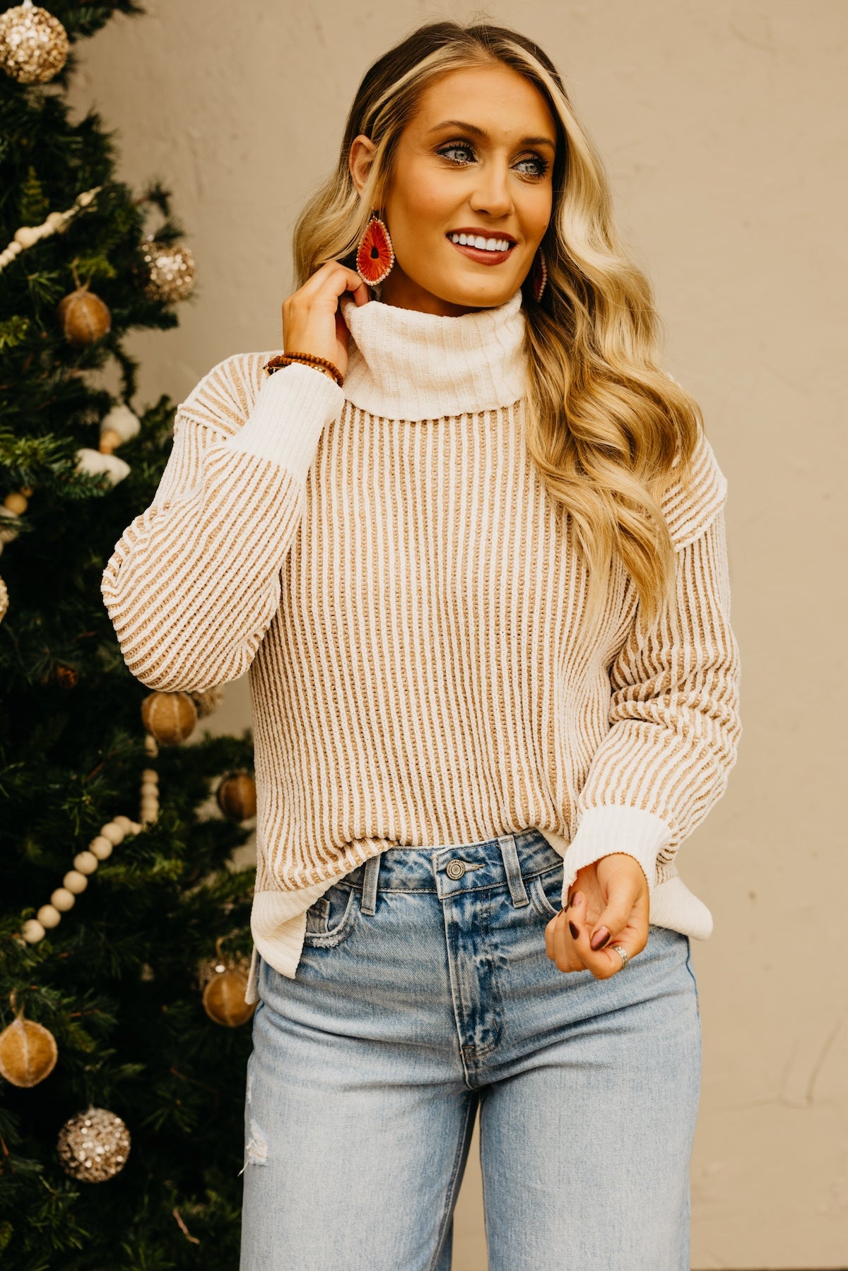 The Katherine Cowlneck Two Tone Sweater