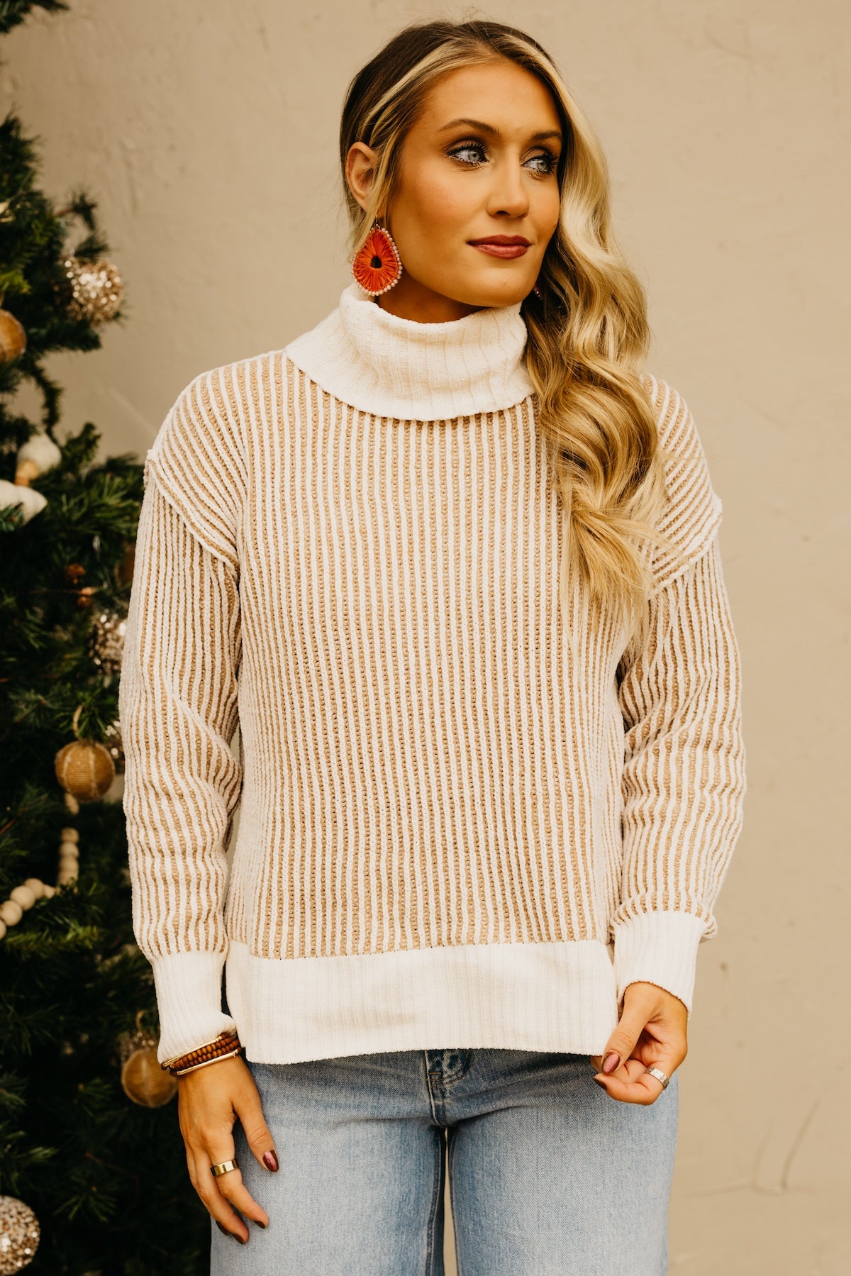 The Katherine Cowlneck Two Tone Sweater