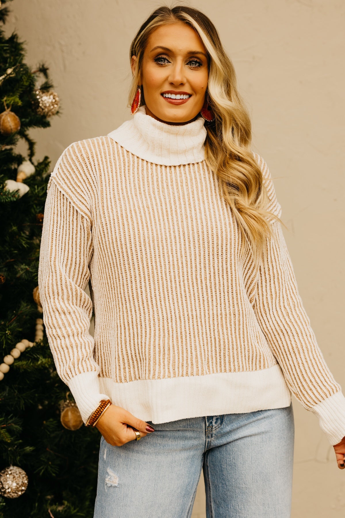 The Katherine Cowlneck Two Tone Sweater