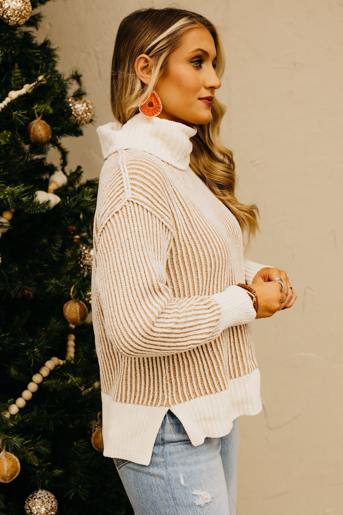 The Katherine Cowlneck Two Tone Sweater