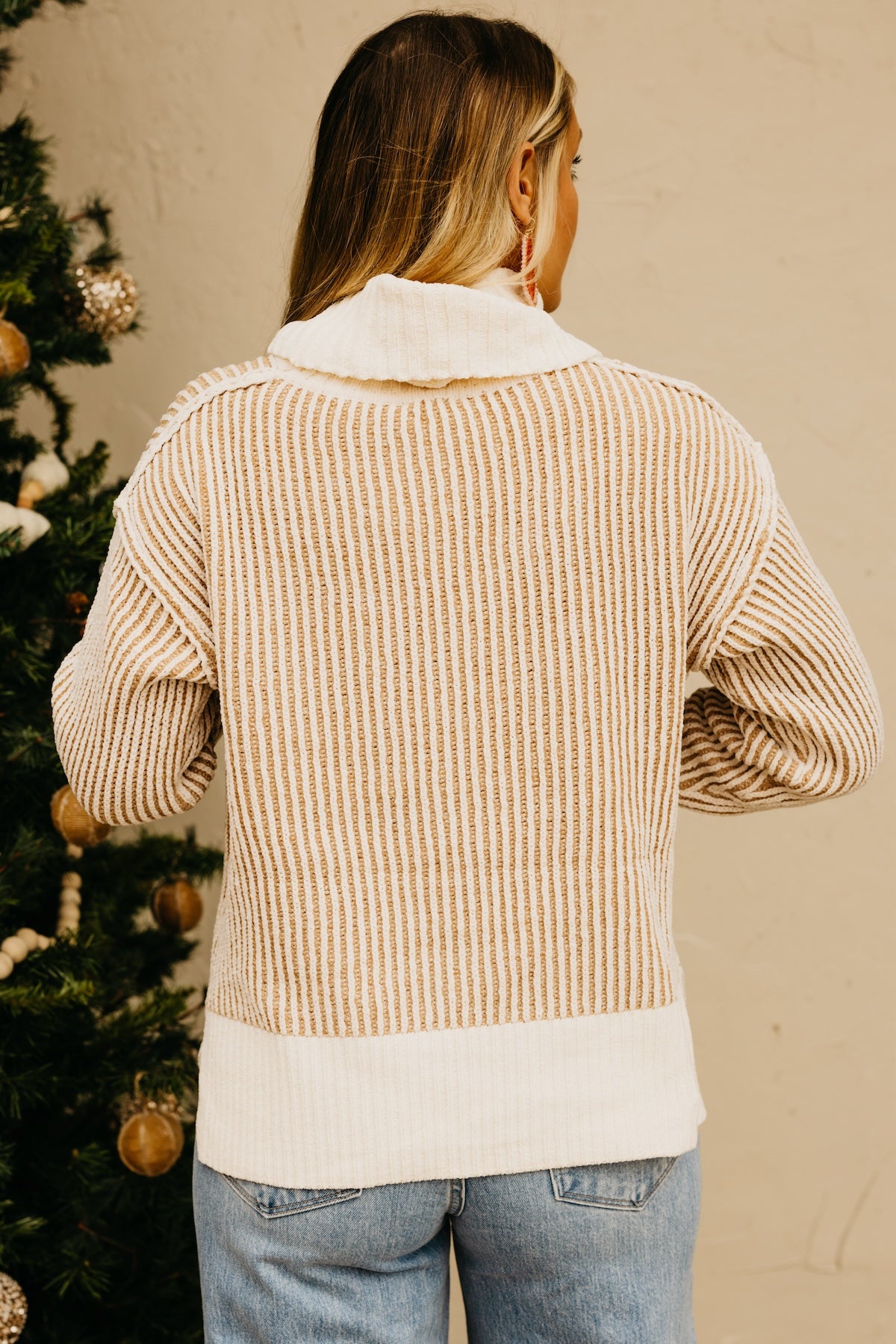 The Katherine Cowlneck Two Tone Sweater