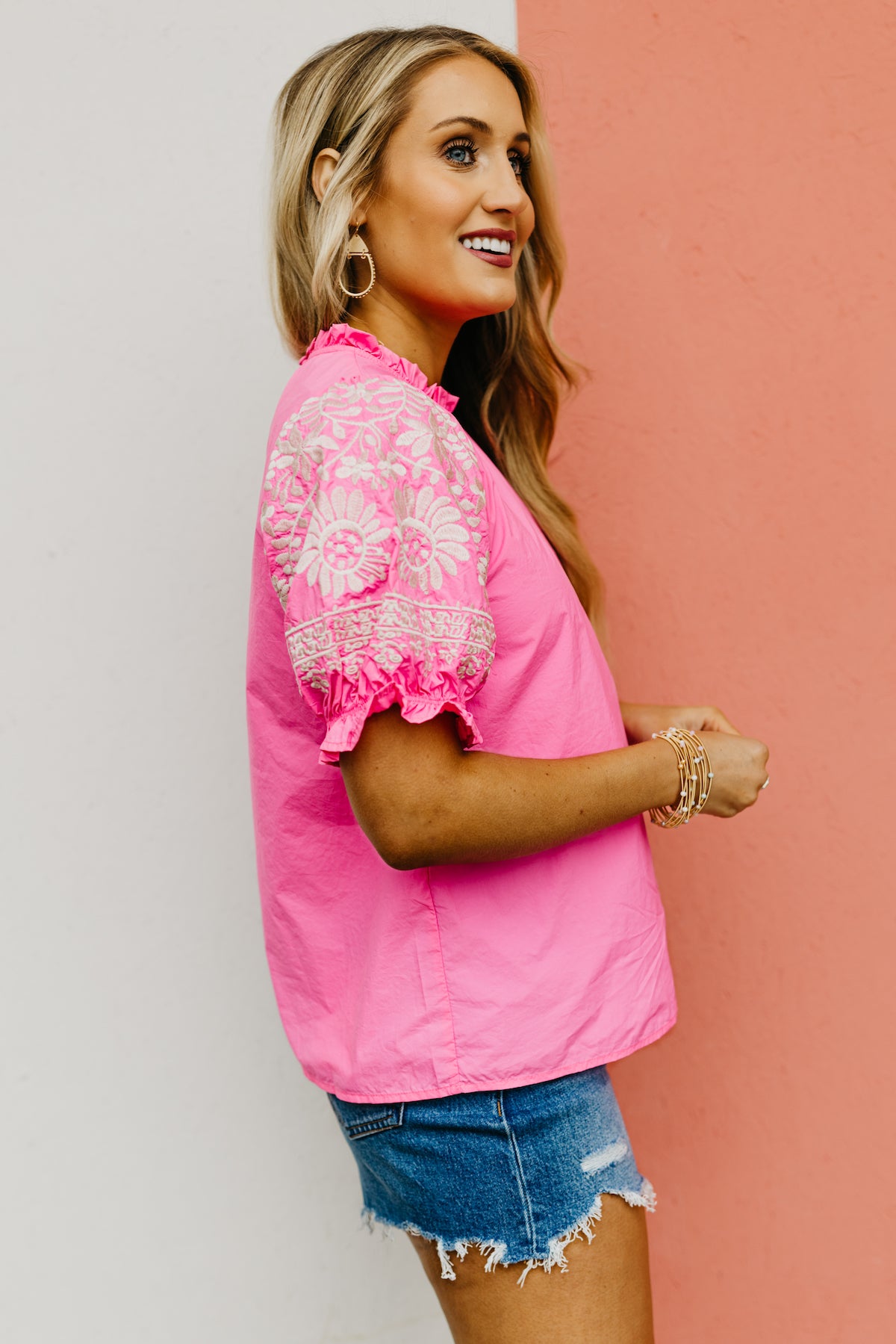 The Tony Embroidered Puff Sleeve Top