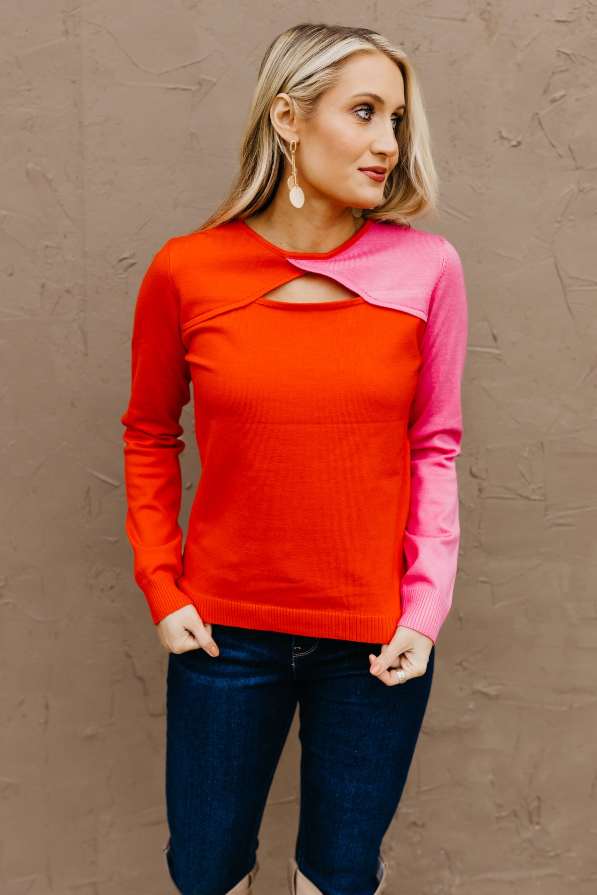 The Alfred Color Block Cutout Top