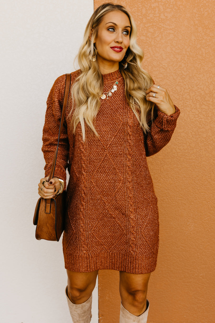 The Selene Cable Sweater Dress