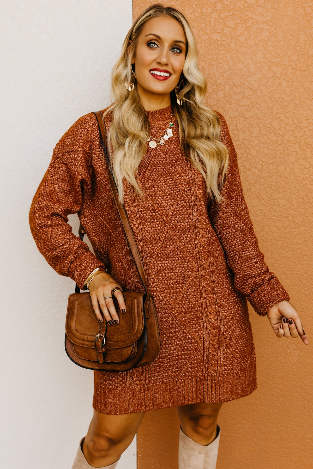 The Selene Cable Sweater Dress