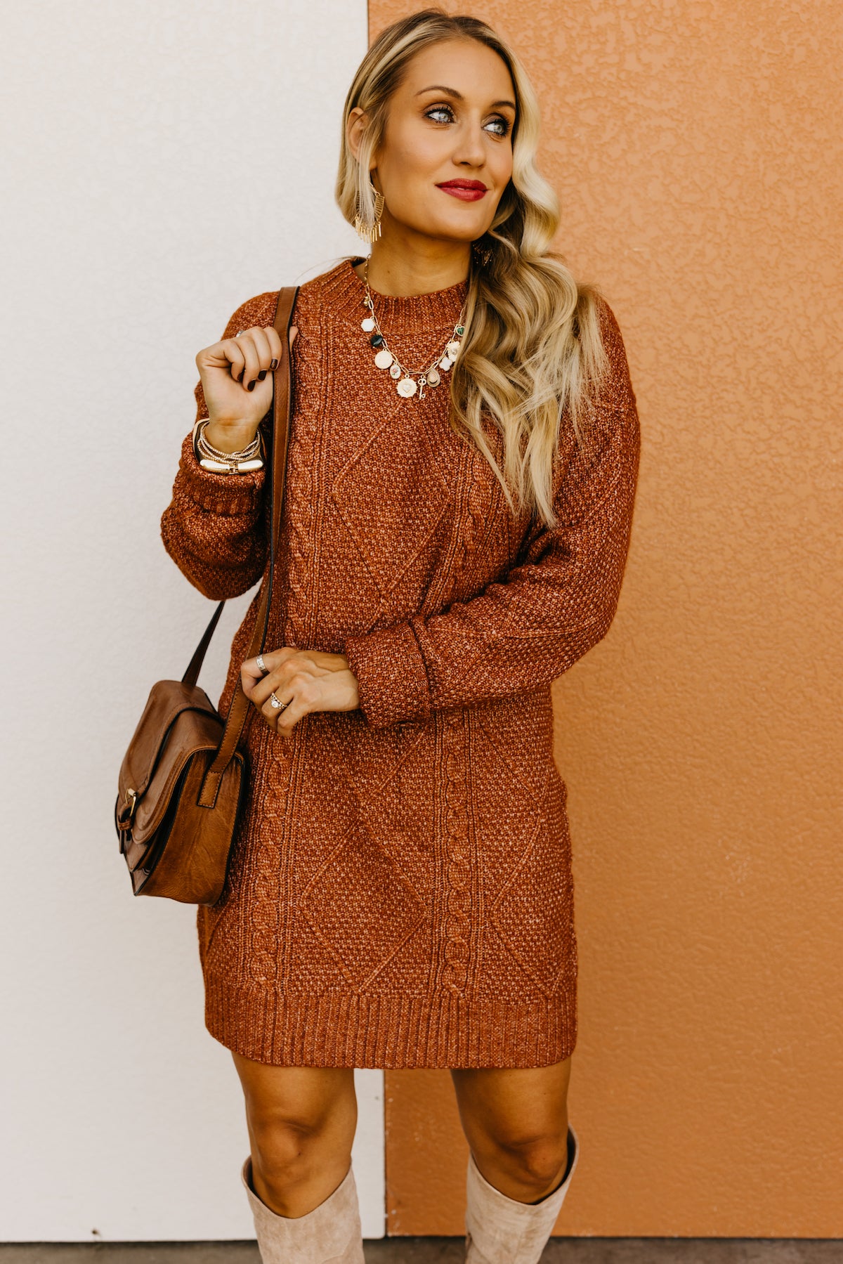 The Selene Cable Sweater Dress