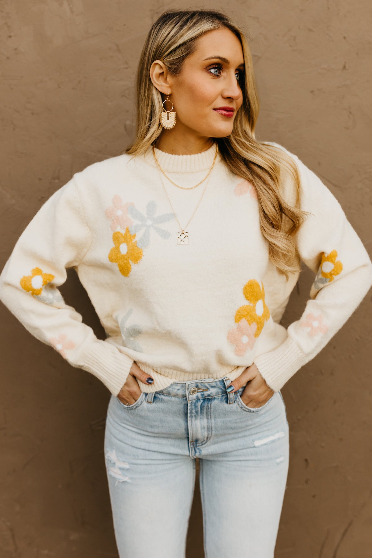 Floral crew neck online sweatshirt