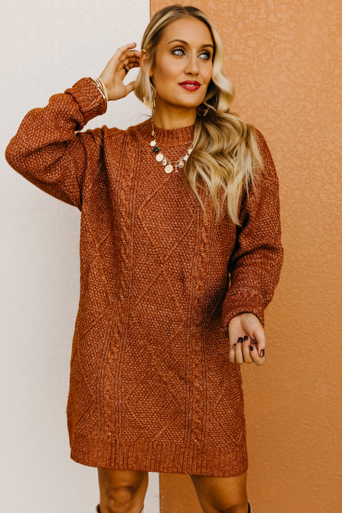 The Selene Cable Sweater Dress