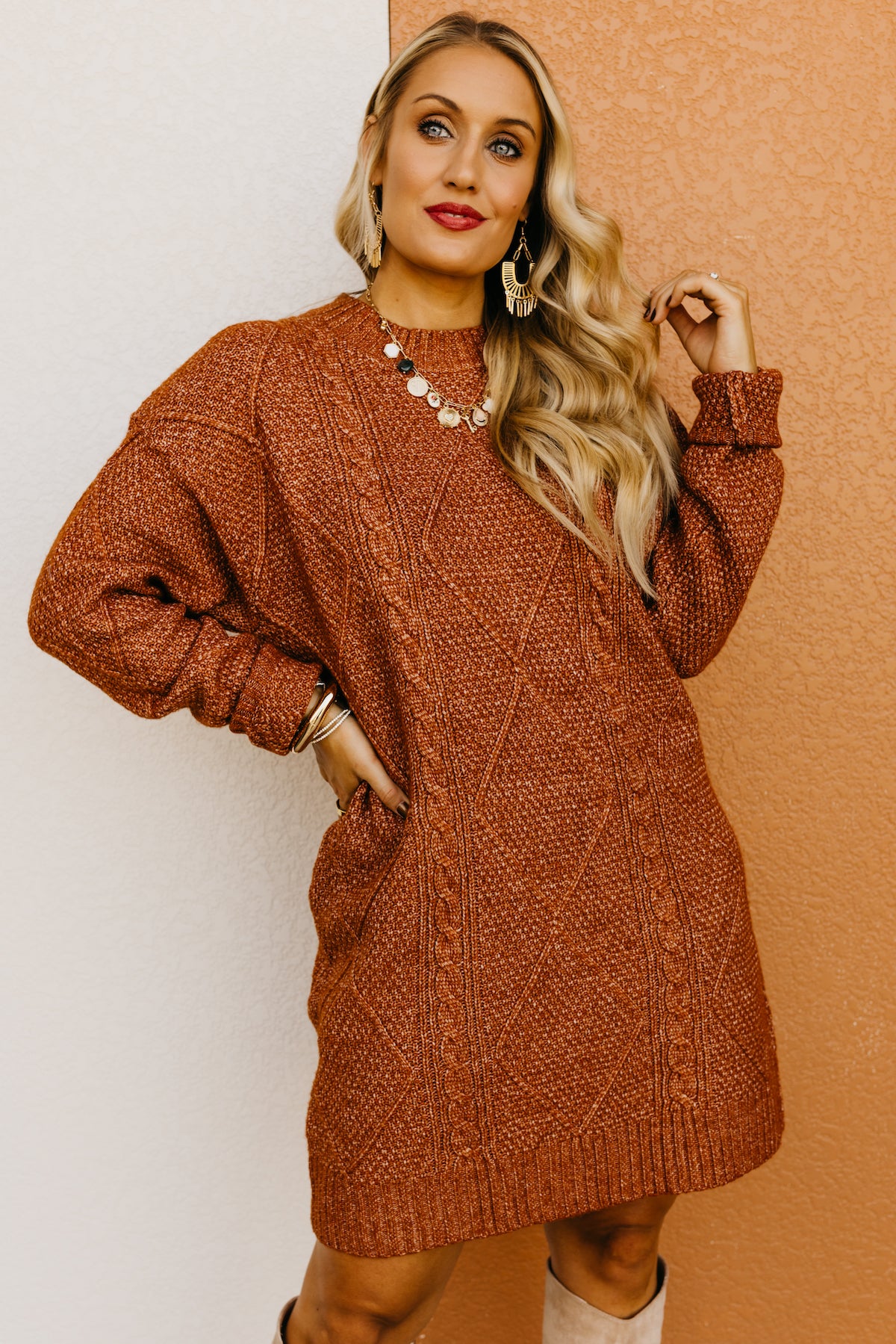 The Selene Cable Sweater Dress