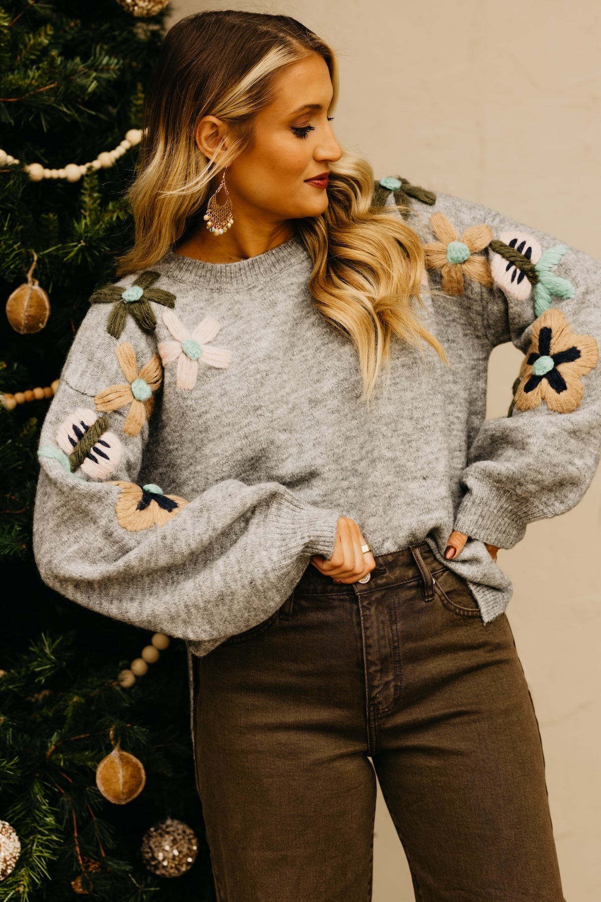 The Aaden Floral Embroidered Sweater