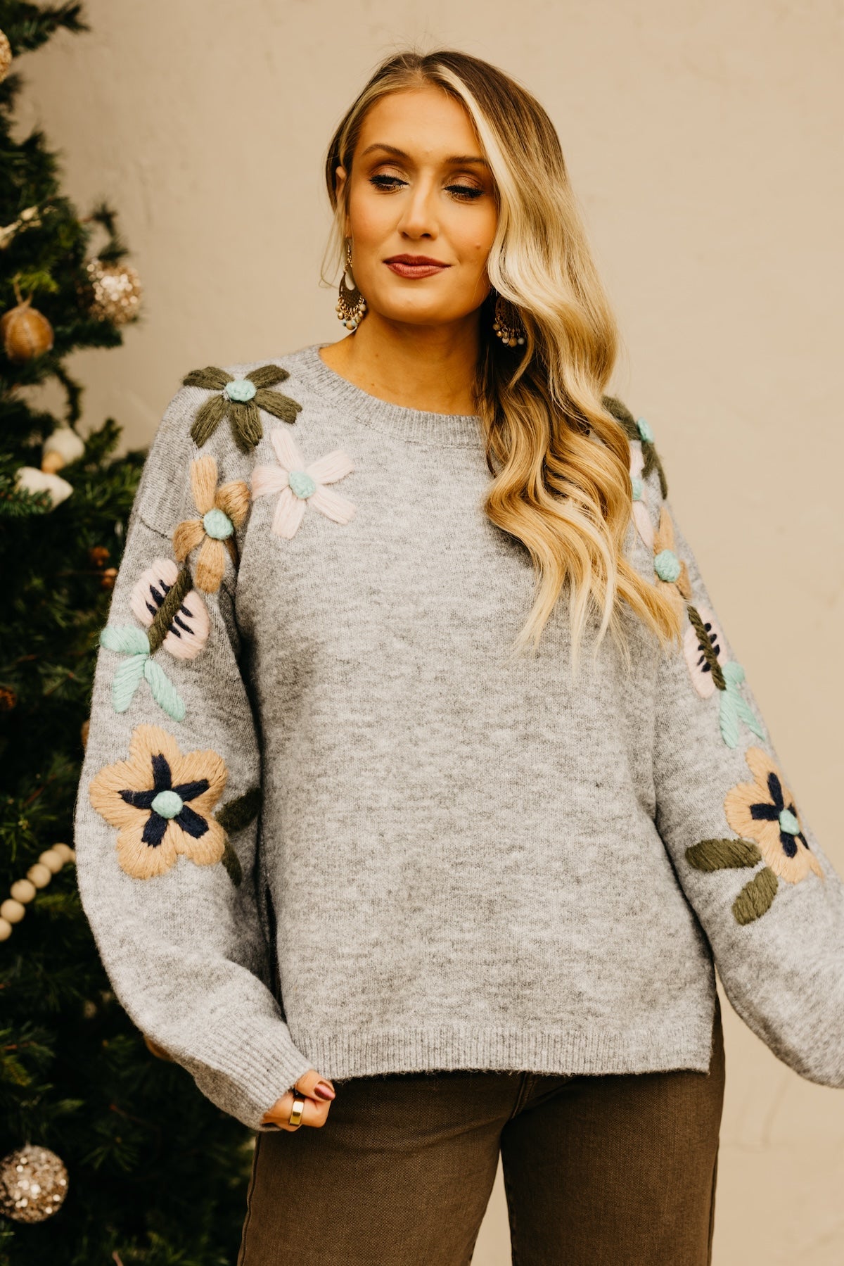 The Aaden Floral Embroidered Sweater