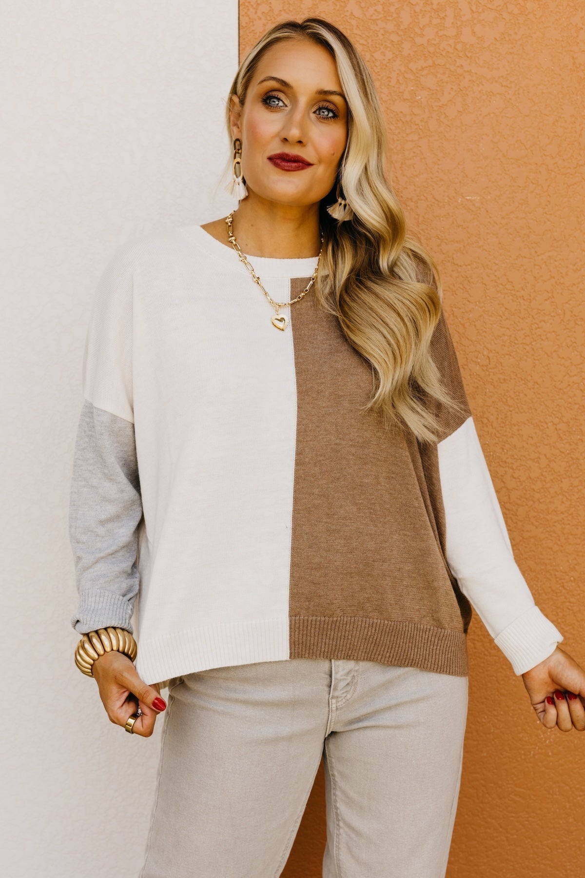 The Esme Relaxed Color Block Sweater