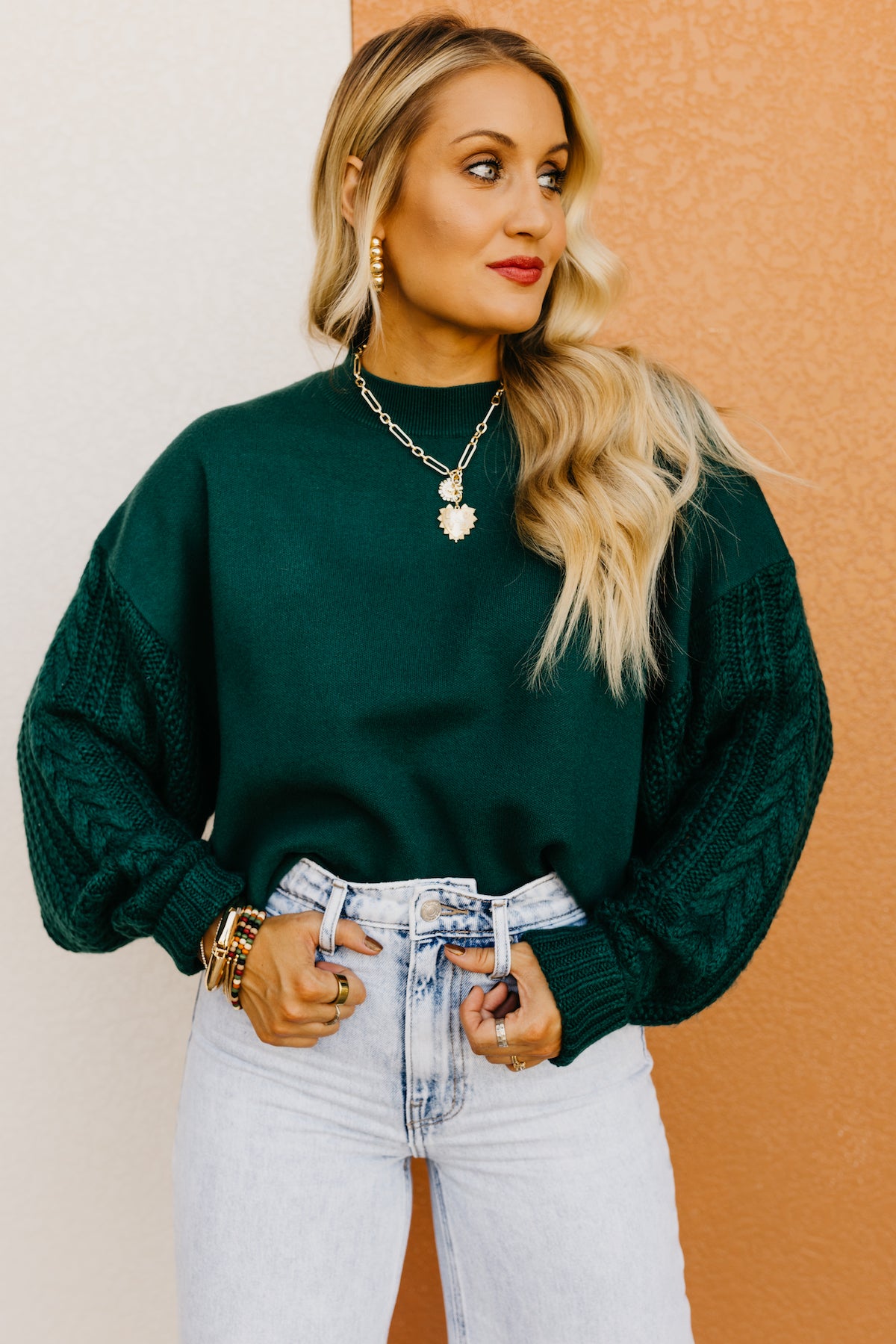 The Tegan Cable Sleeve Sweater