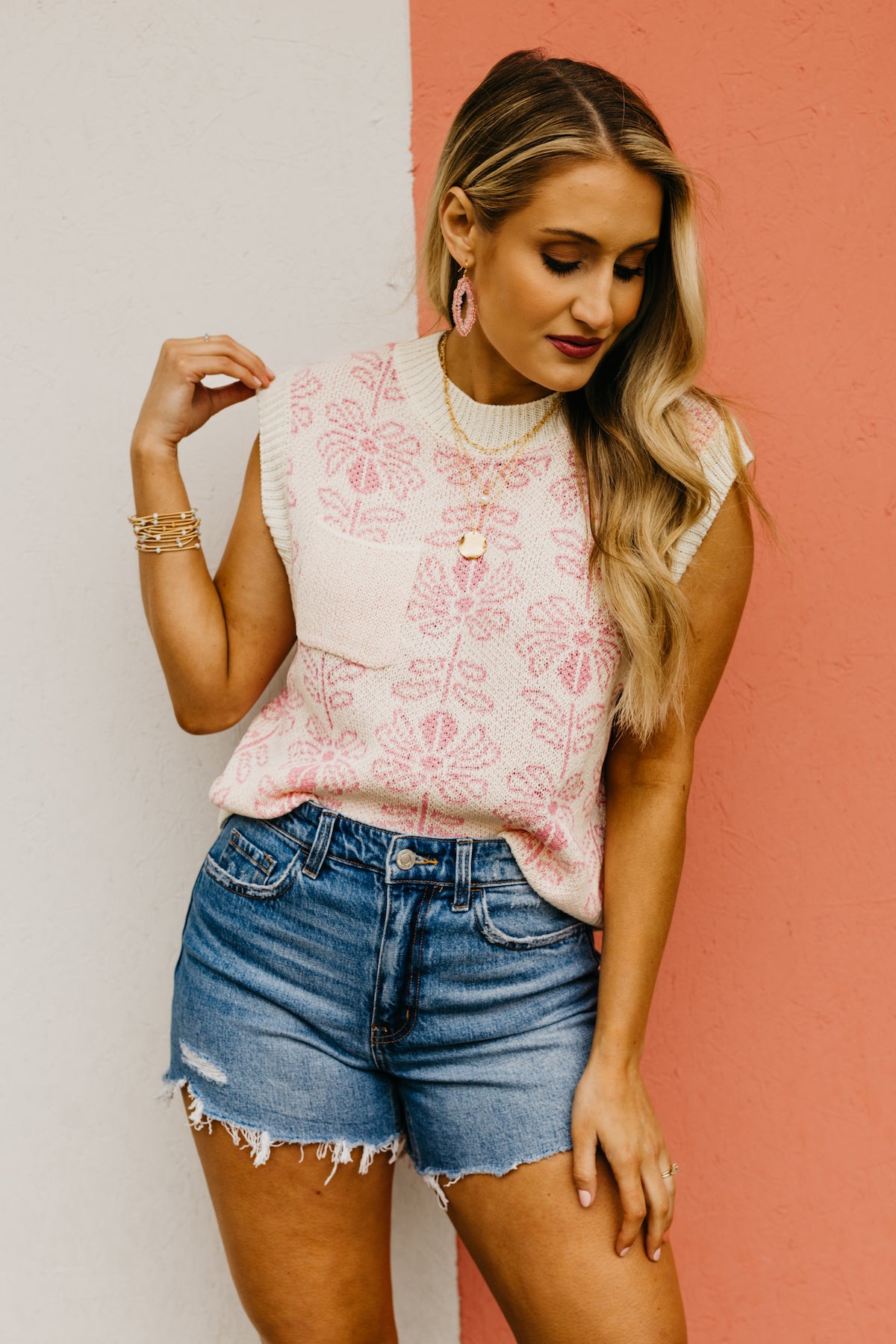 The Aisha Floral Sleeveless Sweater Top