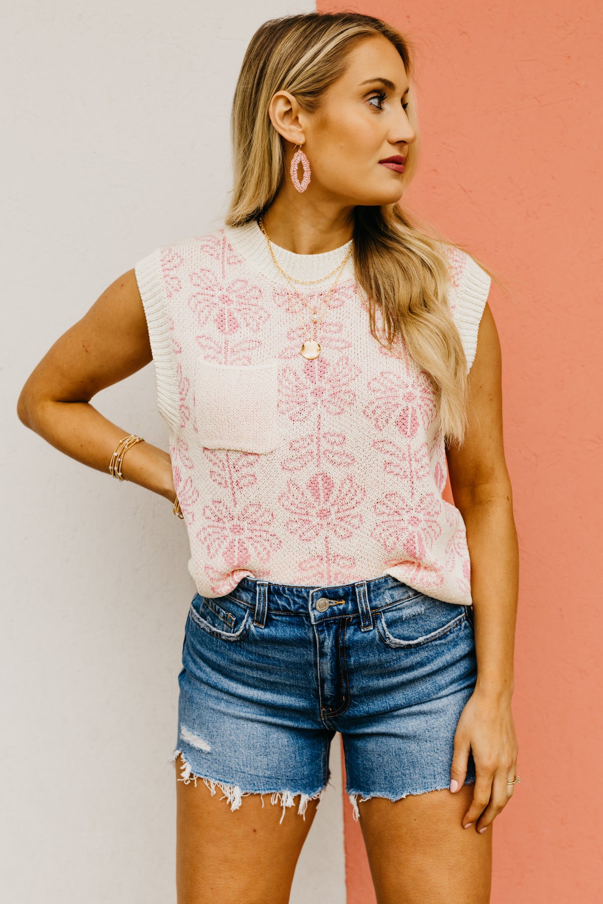 The Aisha Floral Sleeveless Sweater Top