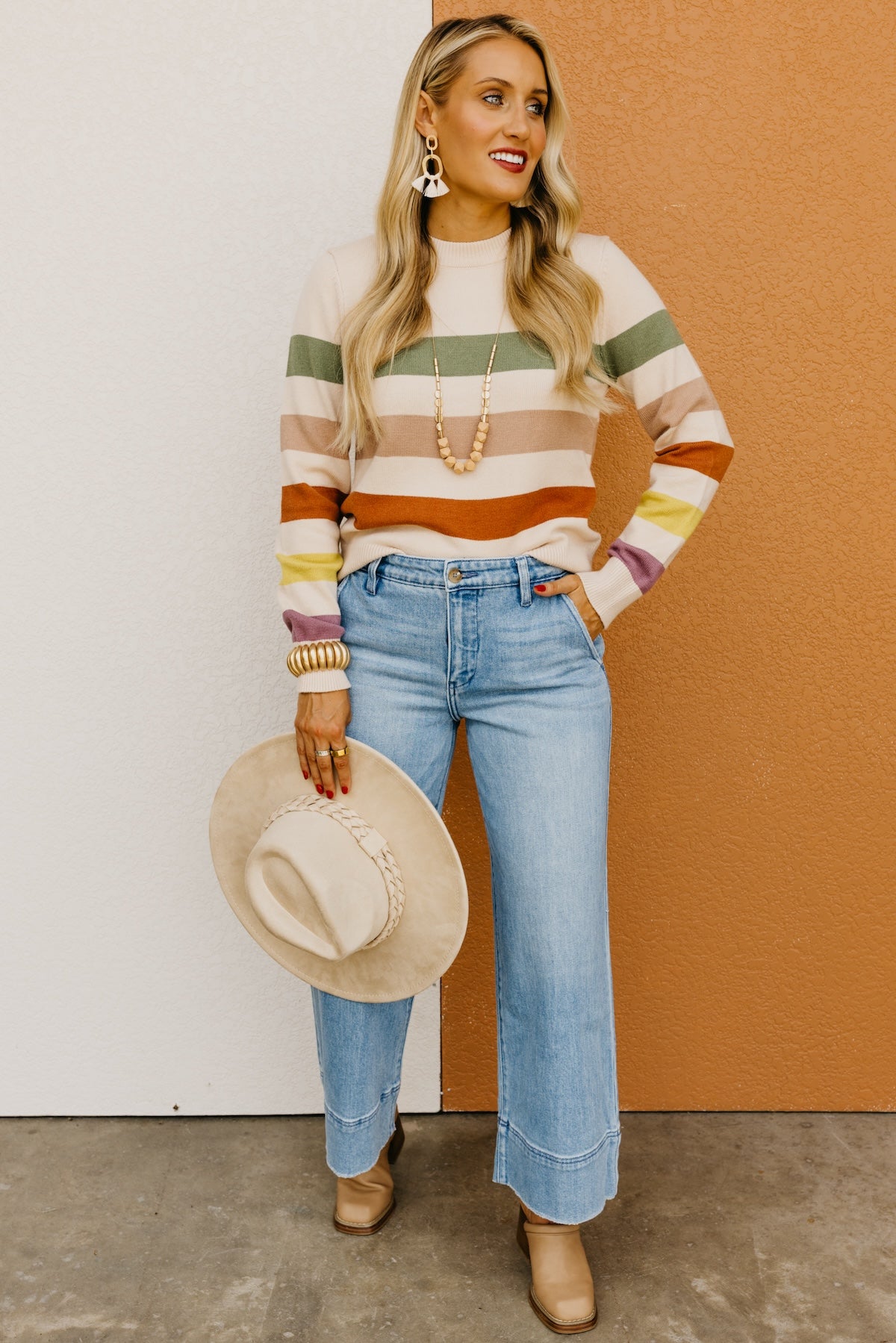 The Alfredo Wide Rainbow Striped Sweater