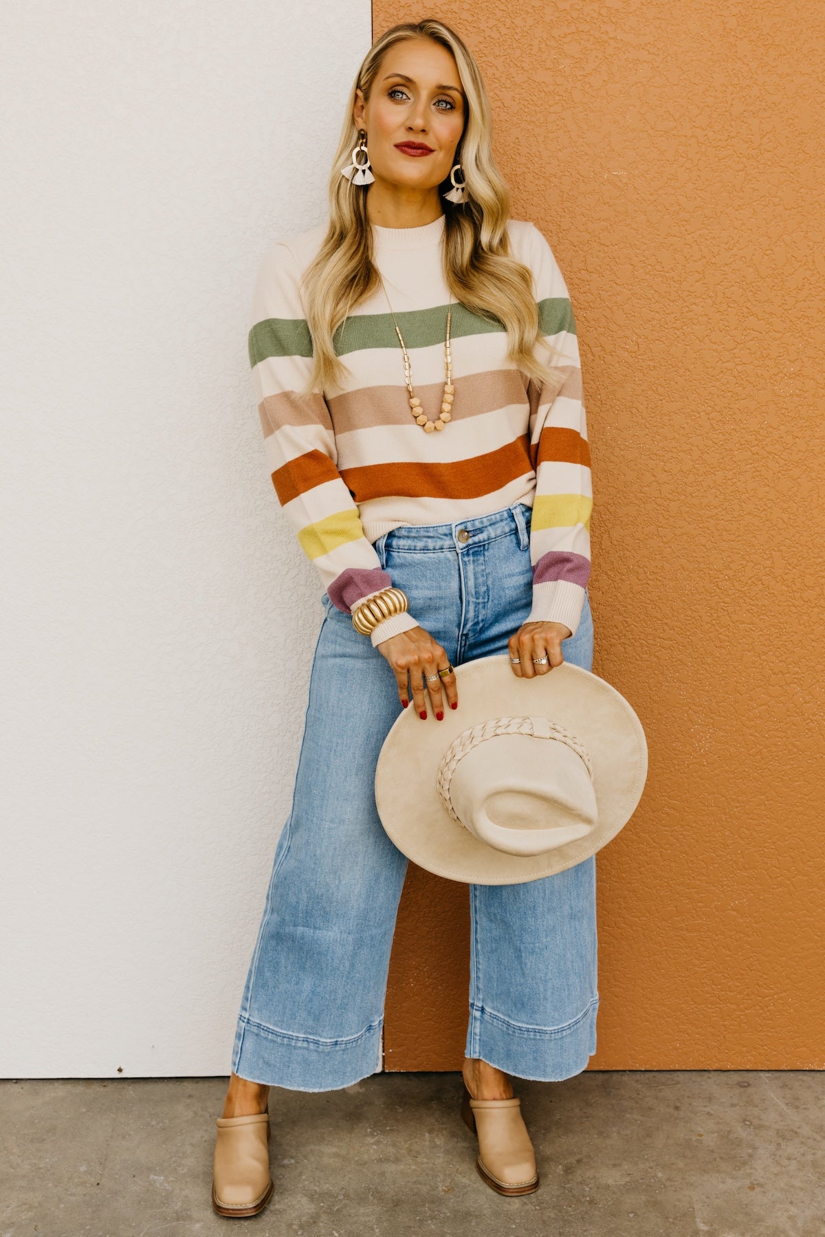 The Alfredo Wide Rainbow Striped Sweater