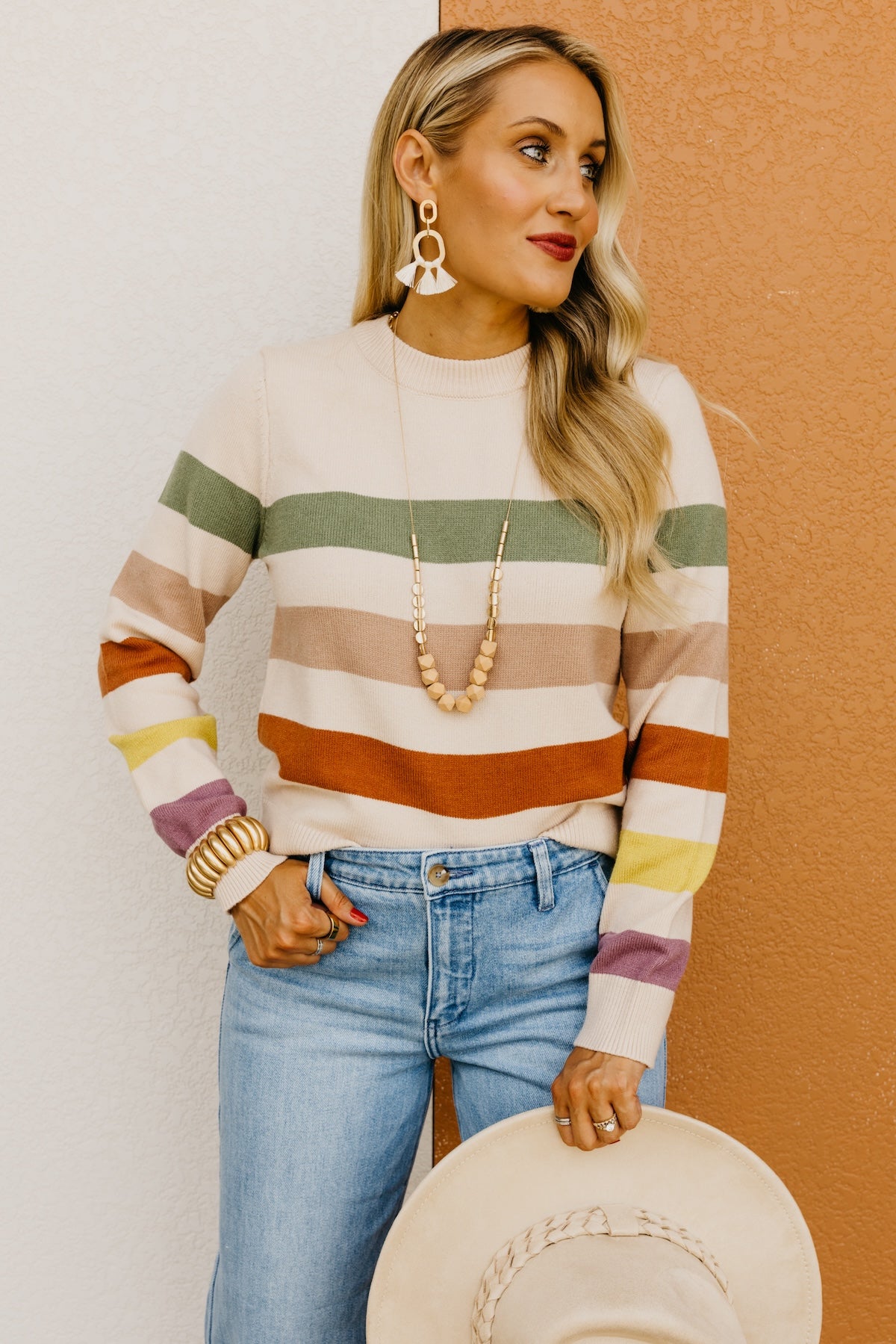 The Alfredo Wide Rainbow Striped Sweater