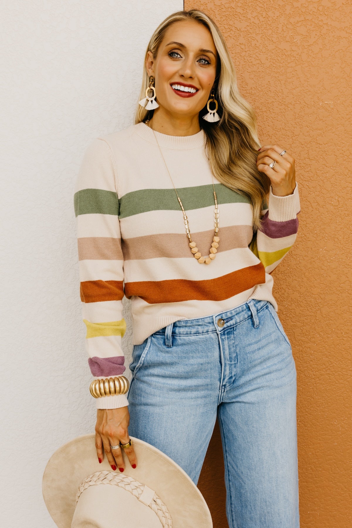 The Alfredo Wide Rainbow Striped Sweater