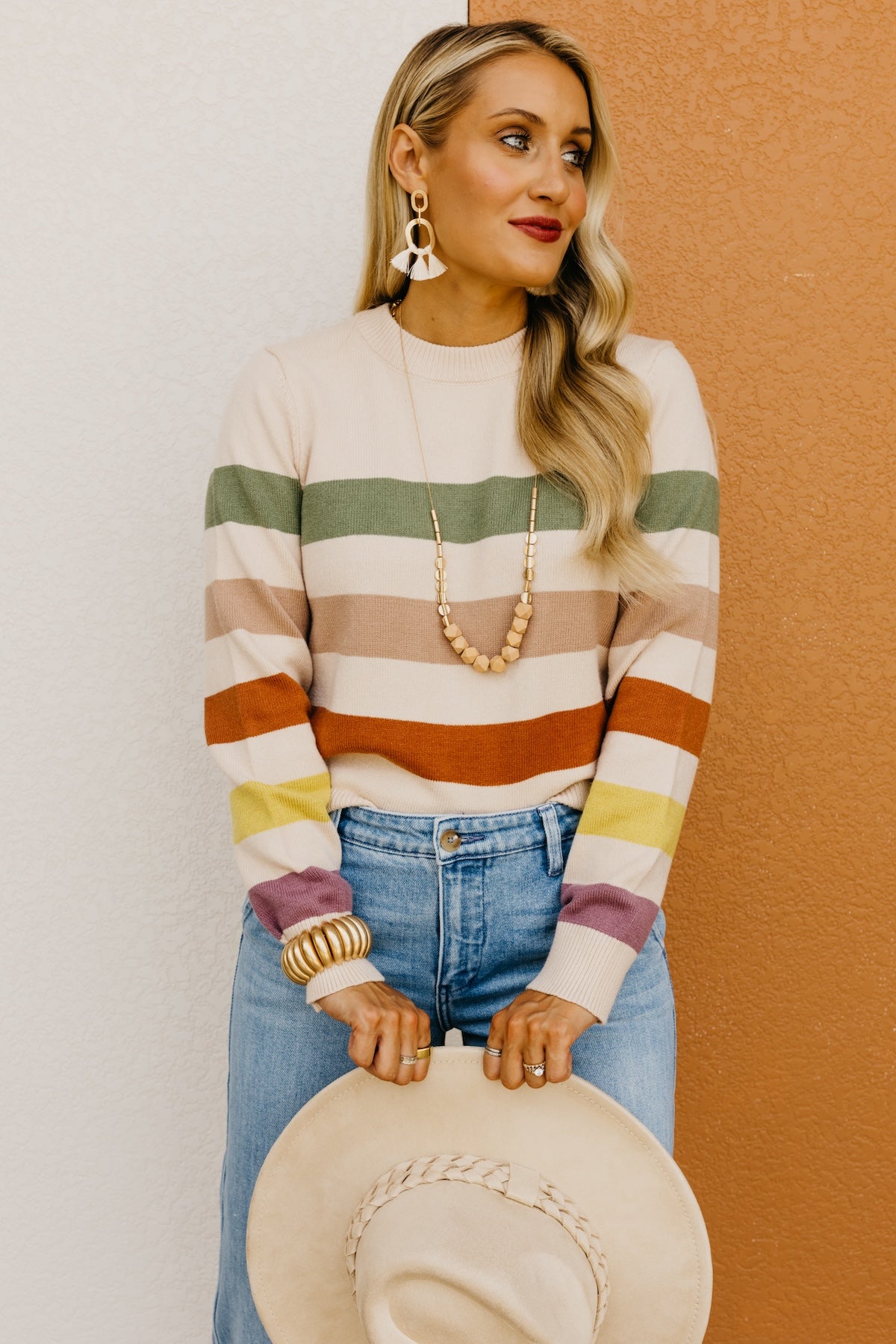 The Alfredo Wide Rainbow Striped Sweater