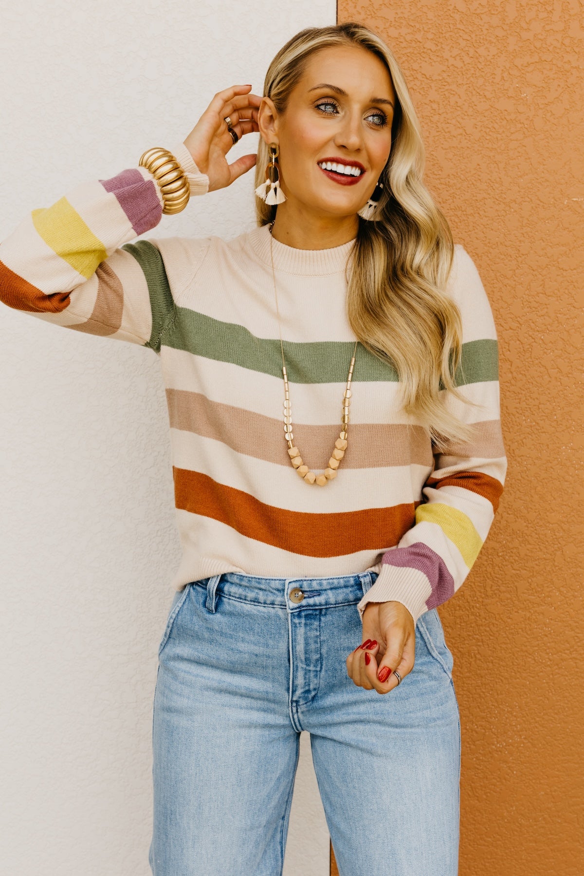 The Alfredo Wide Rainbow Striped Sweater