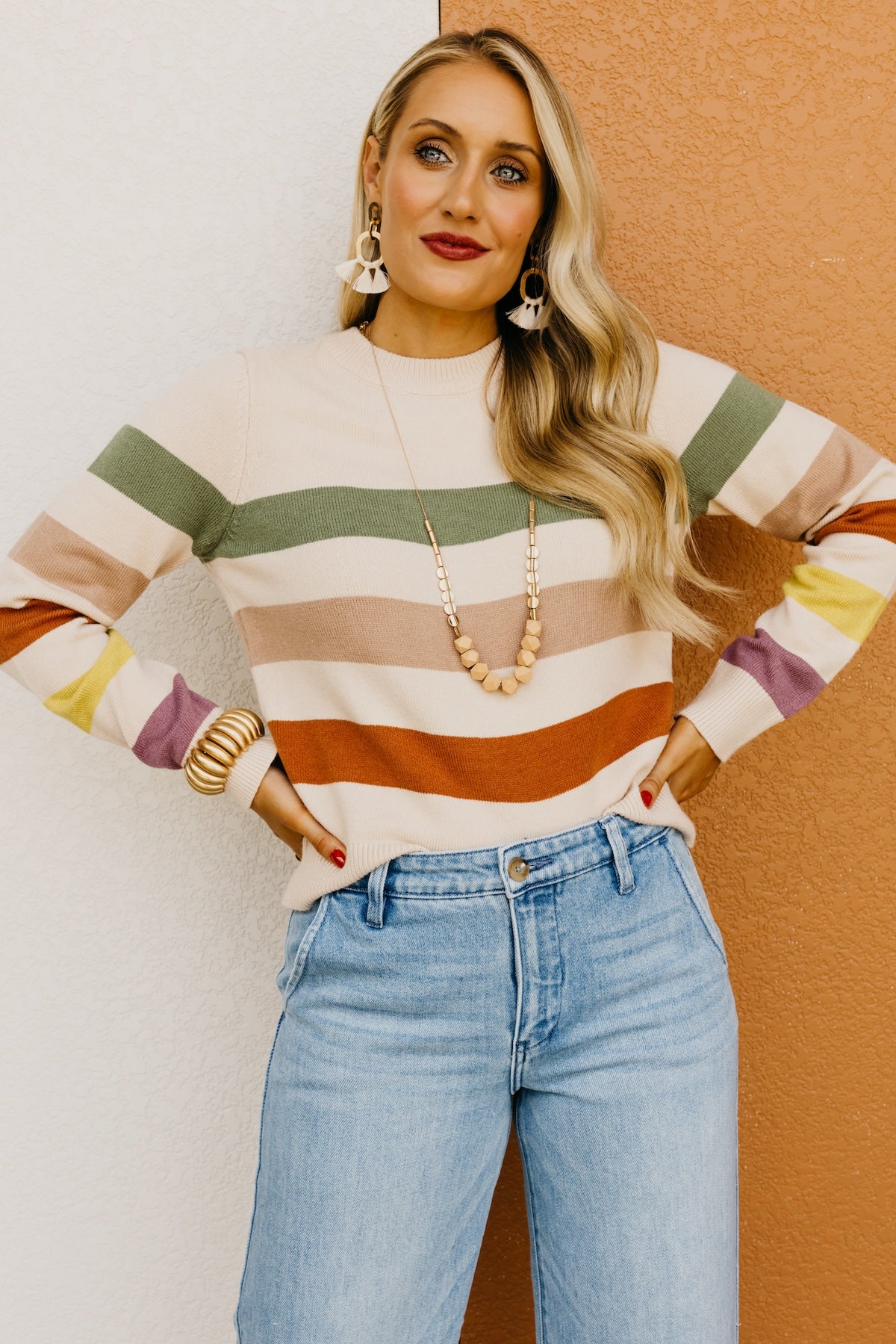 The Alfredo Wide Rainbow Striped Sweater