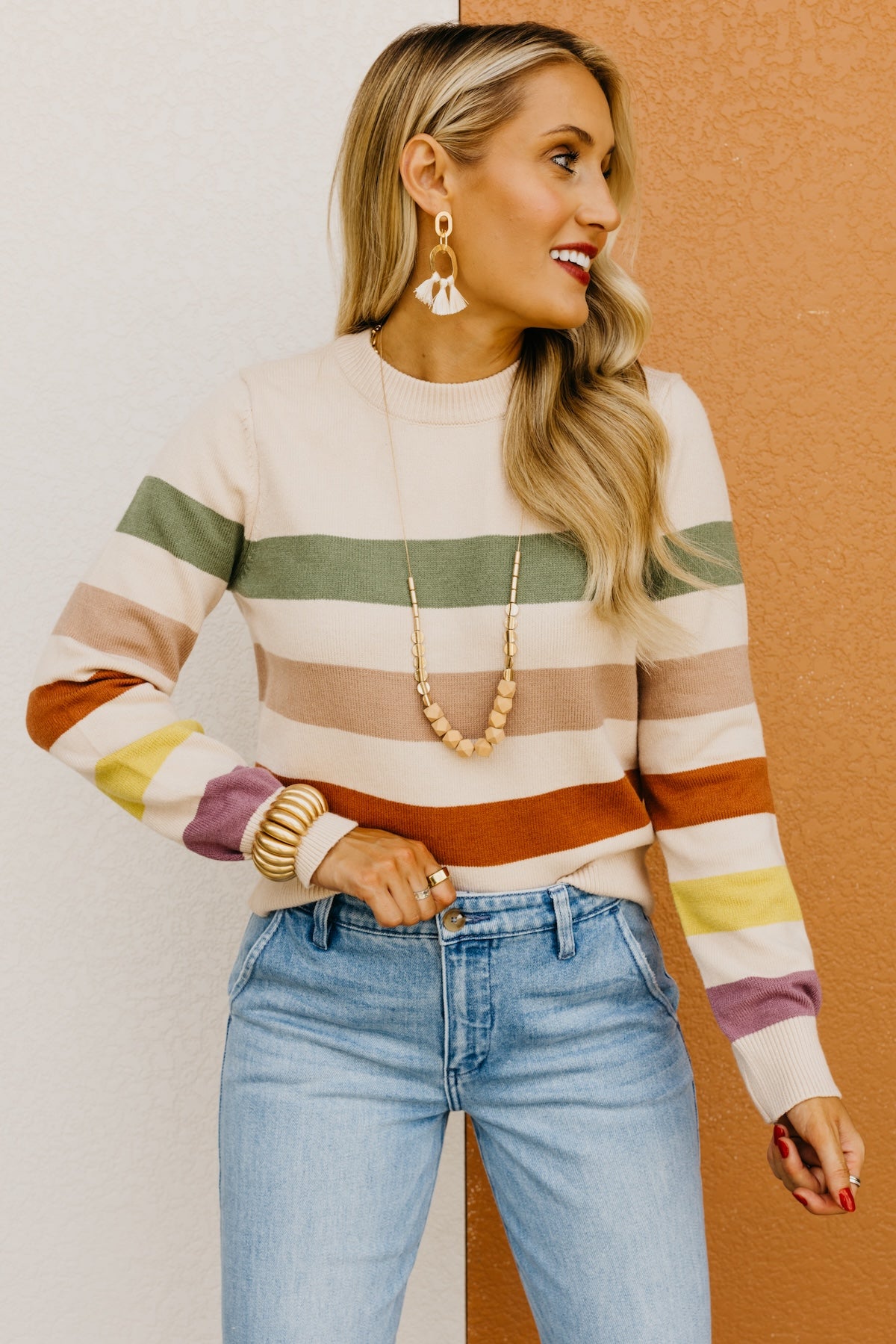 The Alfredo Wide Rainbow Striped Sweater