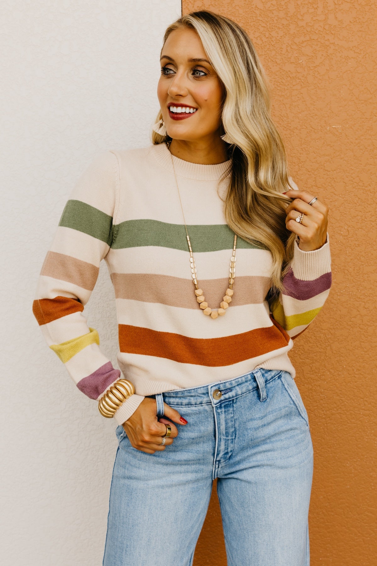 The Alfredo Wide Rainbow Striped Sweater