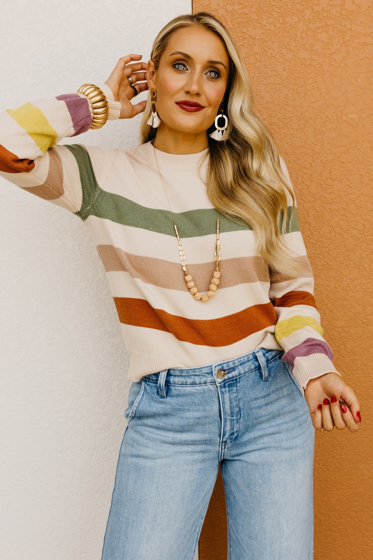 The Alfredo Wide Rainbow Striped Sweater