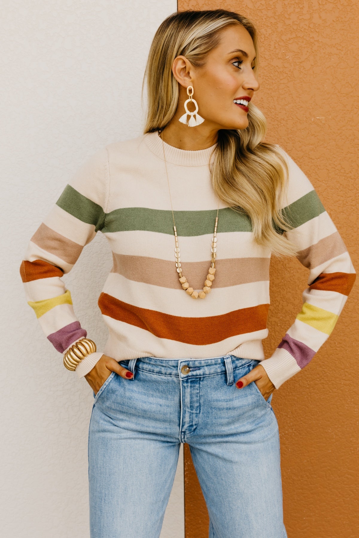 The Alfredo Wide Rainbow Striped Sweater