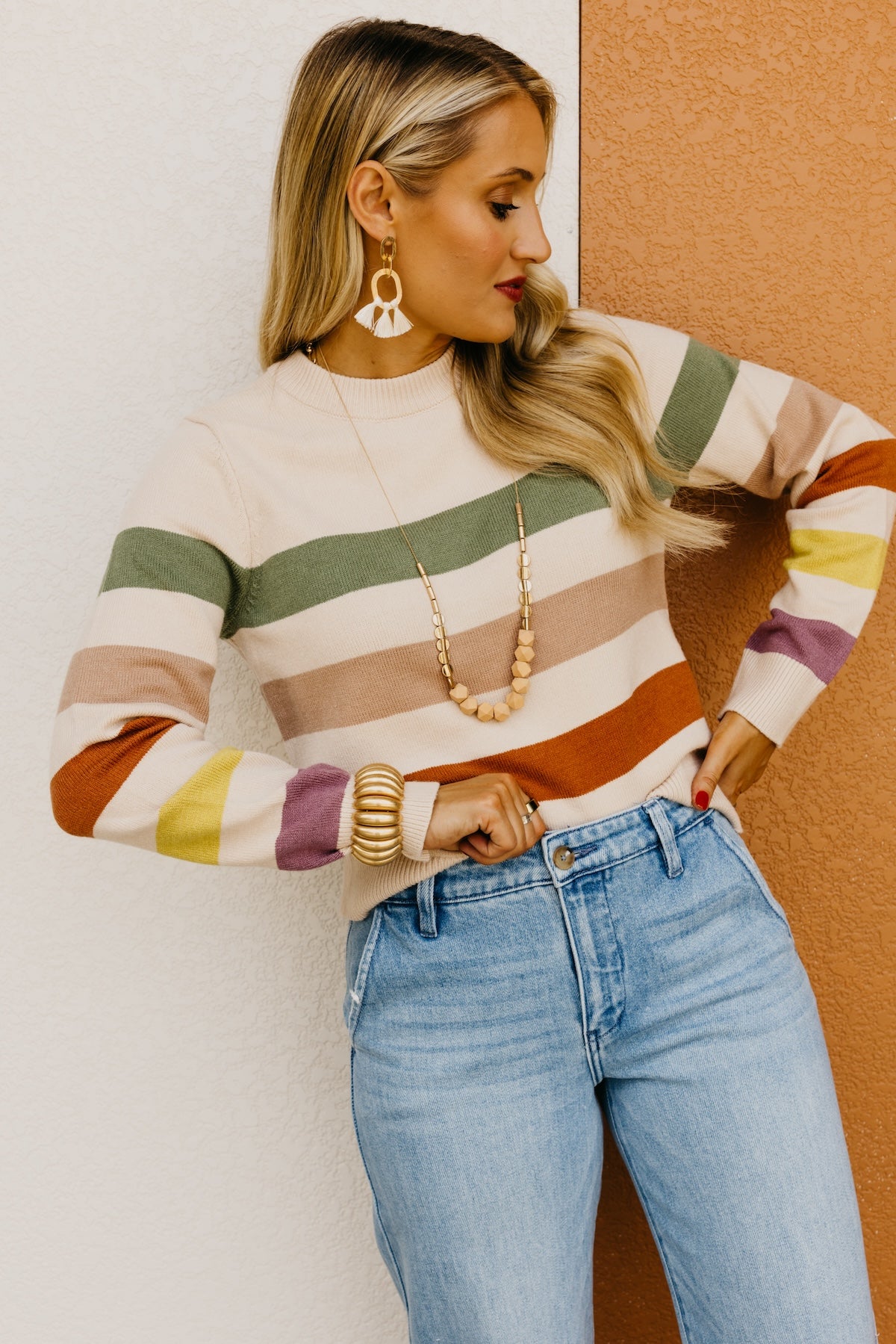 The Alfredo Wide Rainbow Striped Sweater