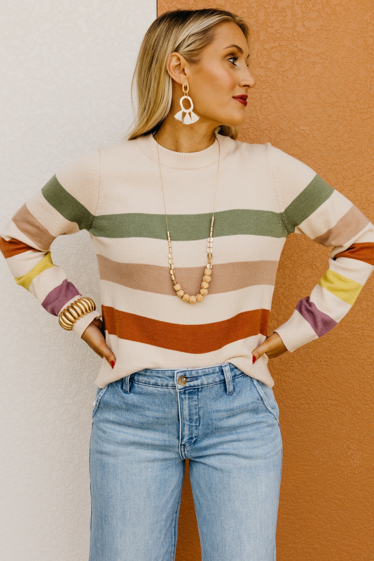 The Alfredo Wide Rainbow Striped Sweater