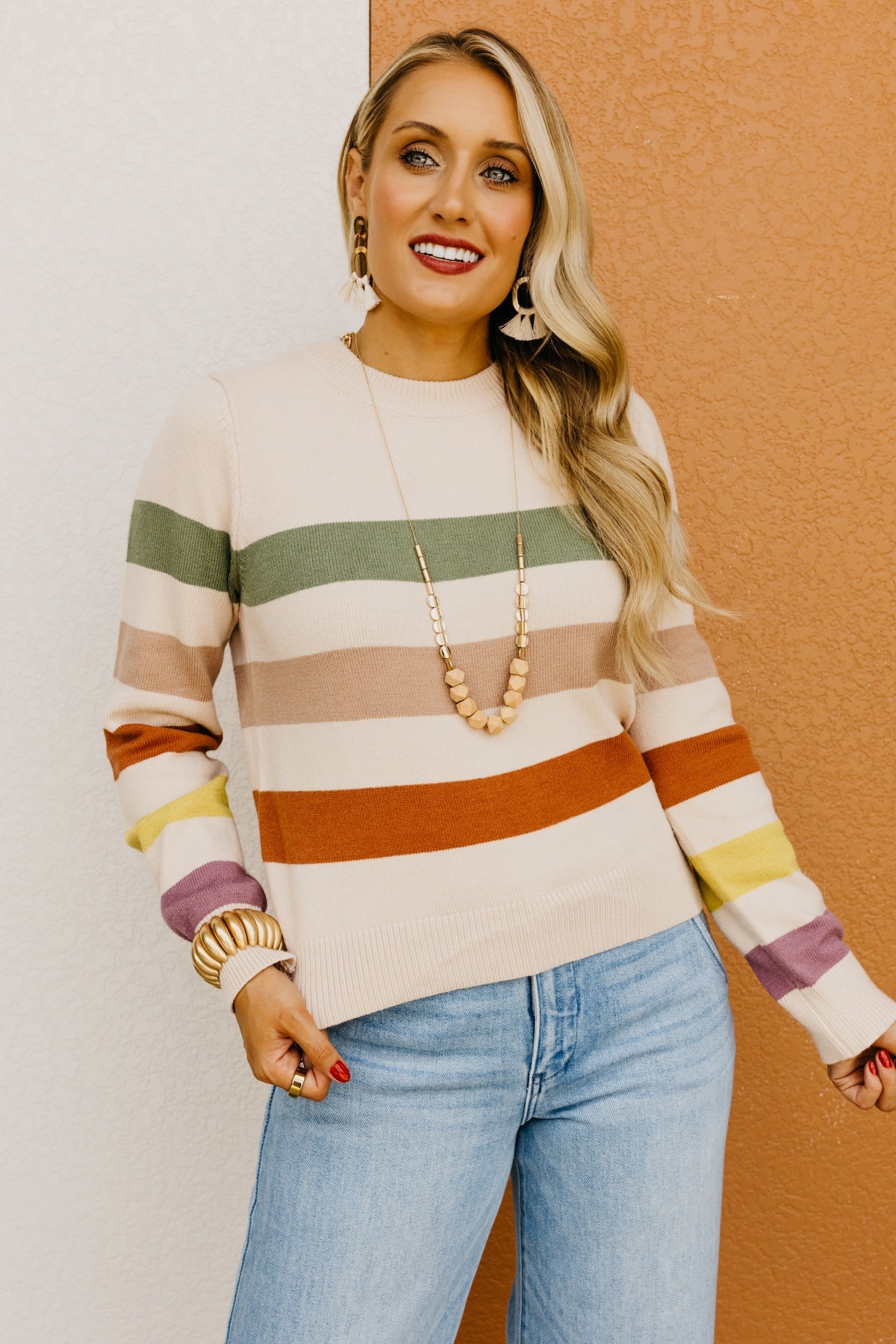 The Alfredo Wide Rainbow Striped Sweater