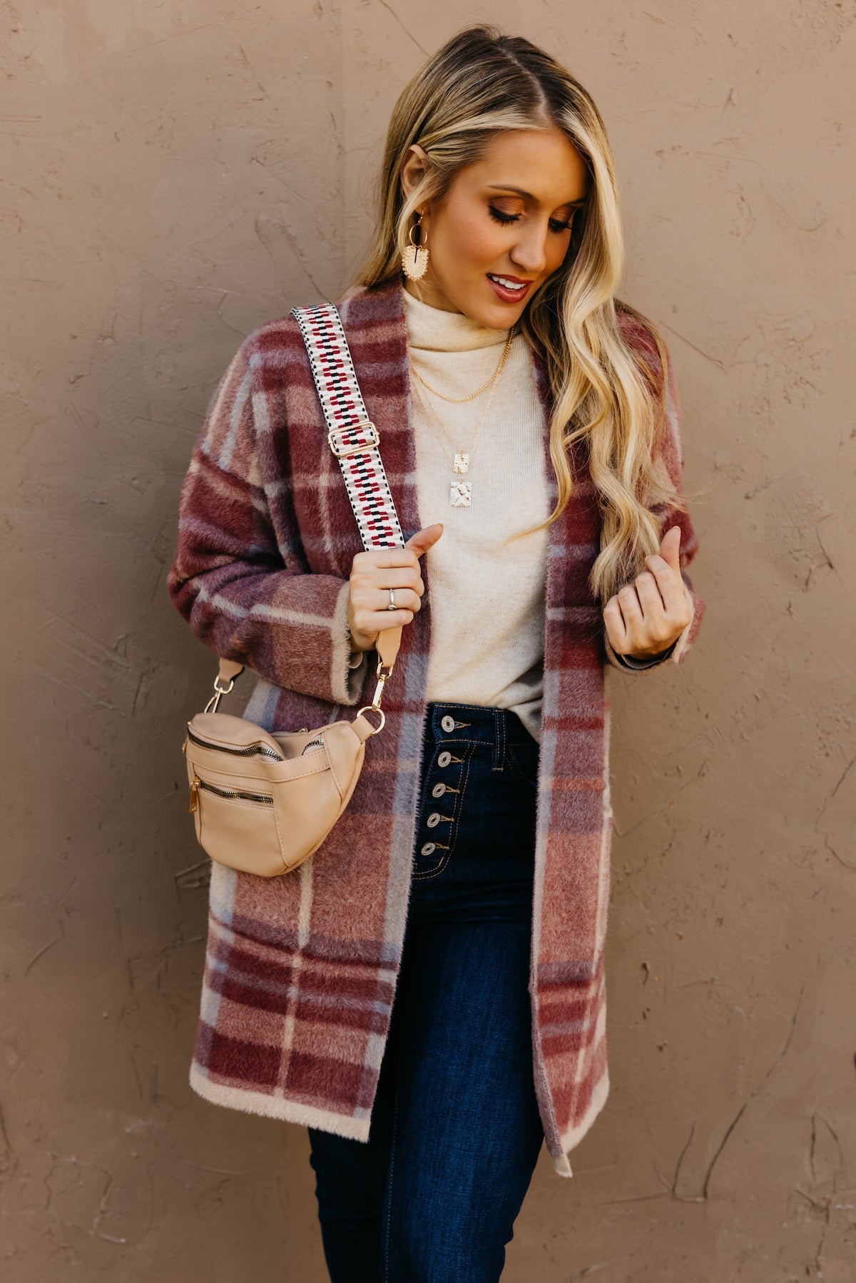 Plaid cardigan hot sale outfit