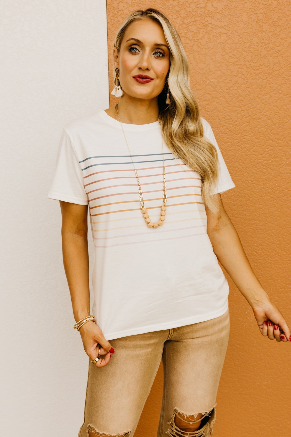 The Damari Rainbow Striped Tee