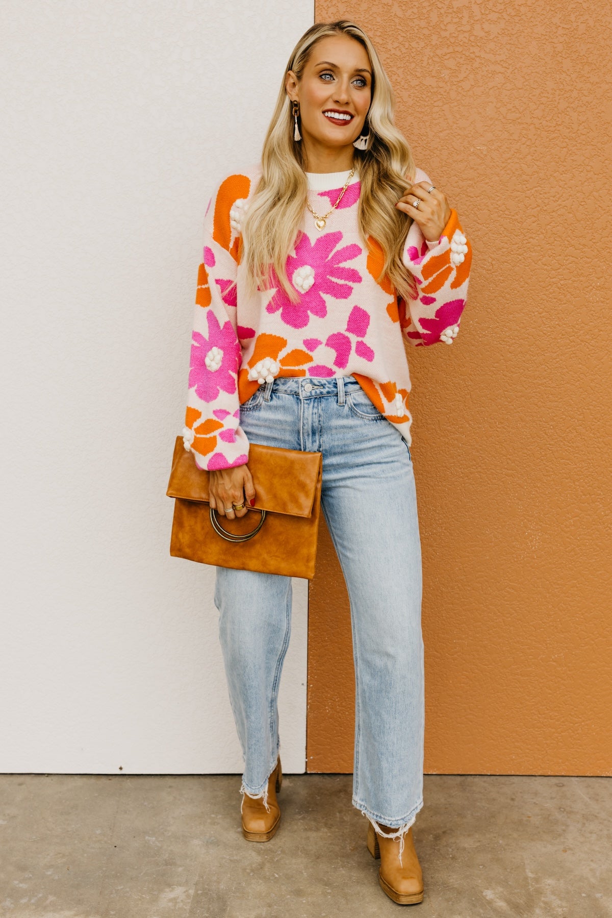 The Marie Floral Pom Detail Sweater