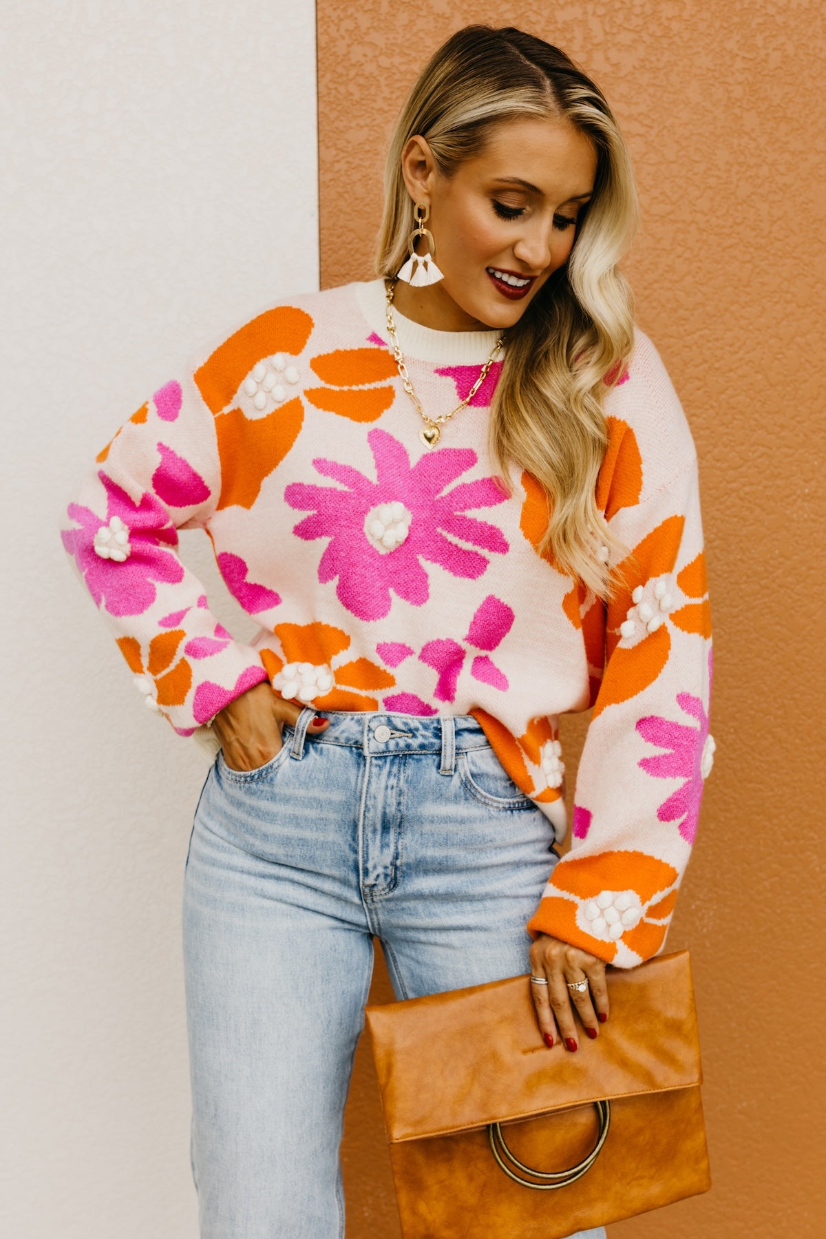 The Marie Floral Pom Detail Sweater