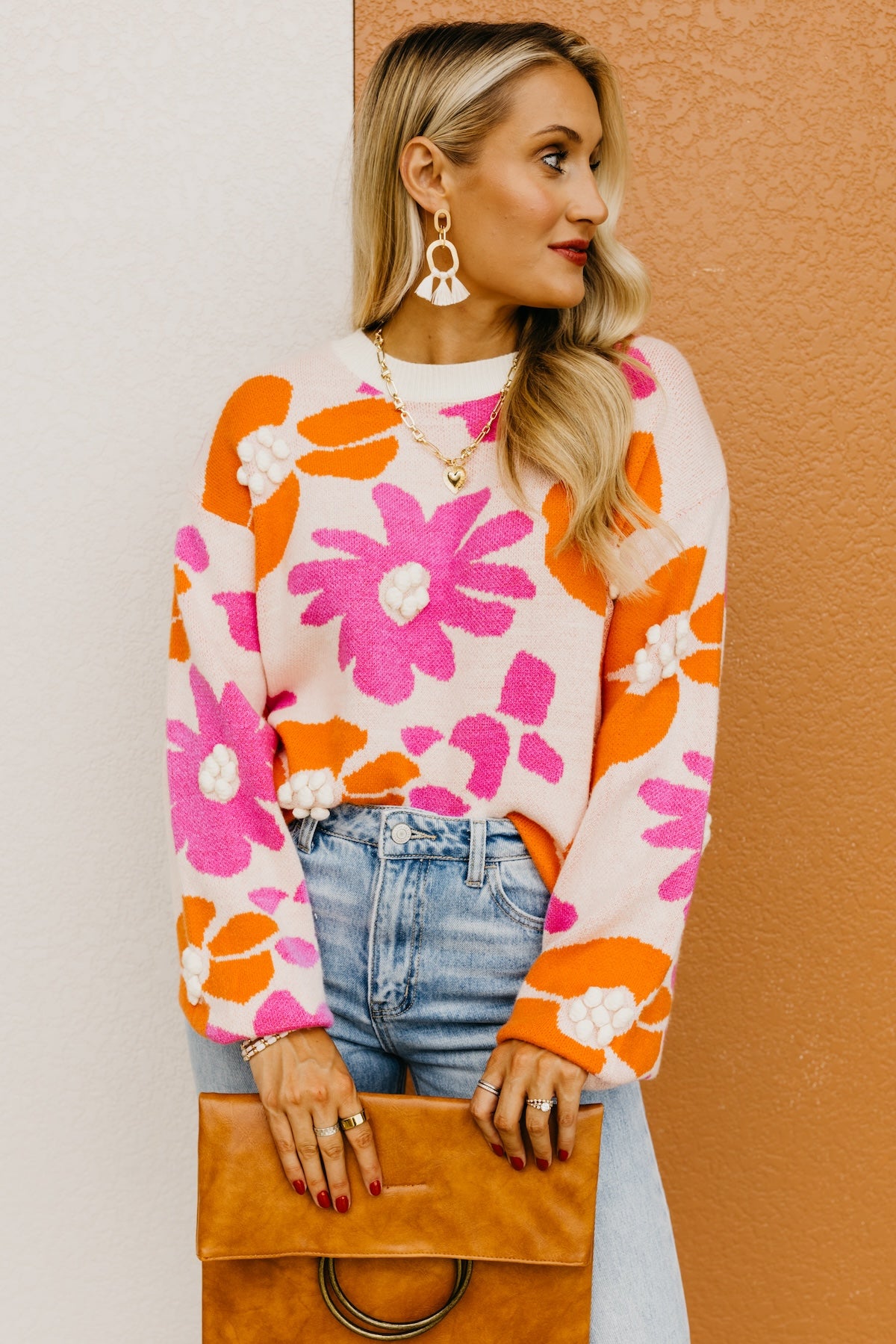 The Marie Floral Pom Detail Sweater