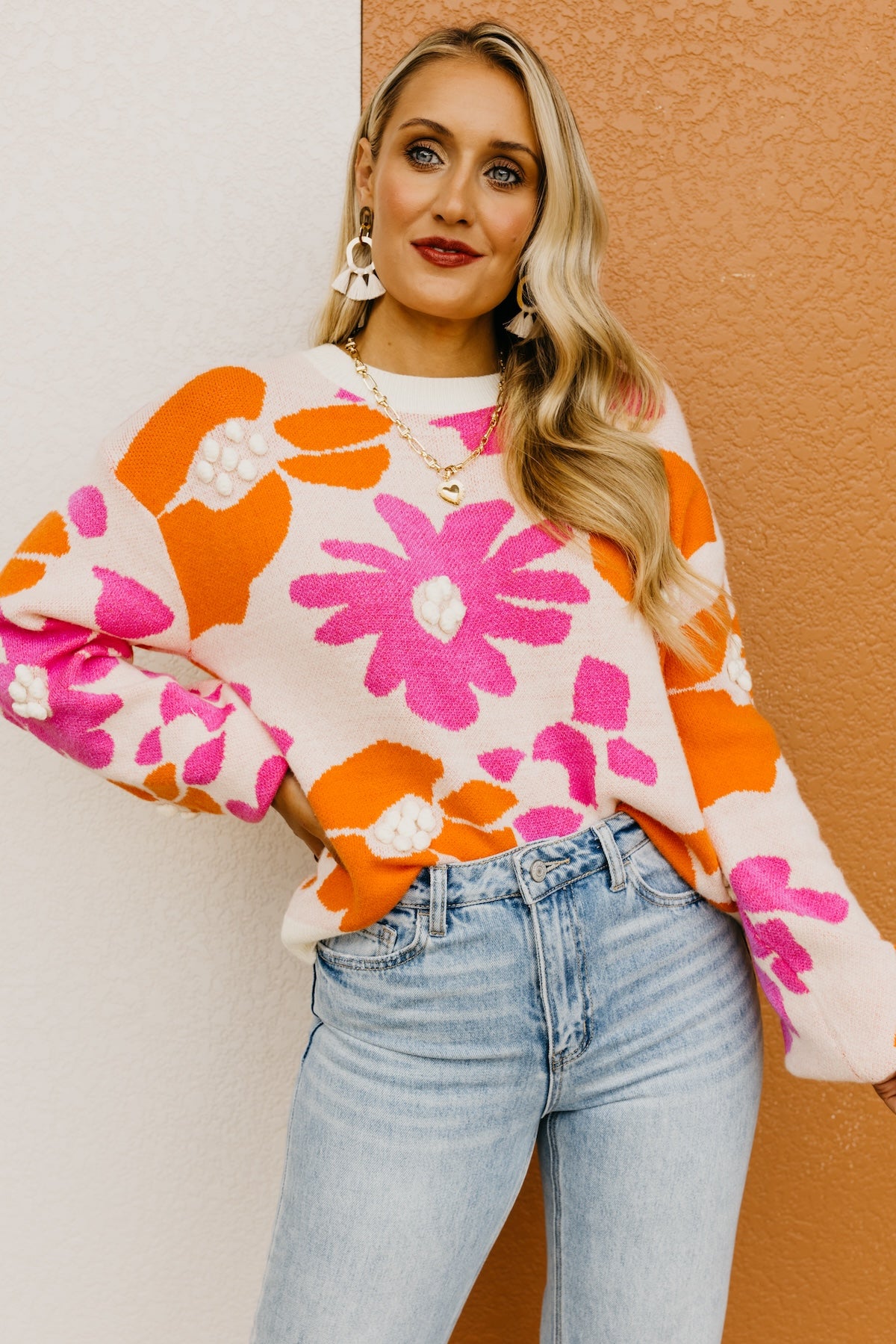 The Marie Floral Pom Detail Sweater