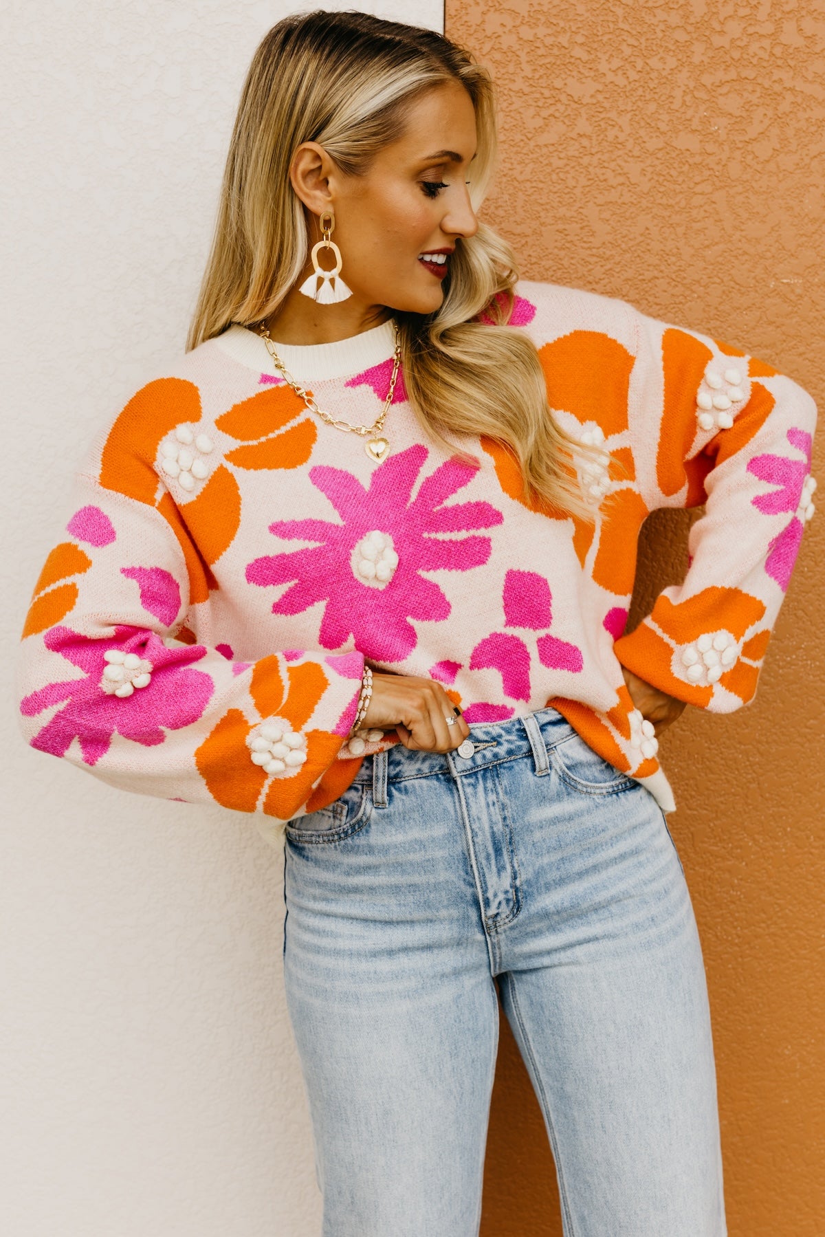 The Marie Floral Pom Detail Sweater