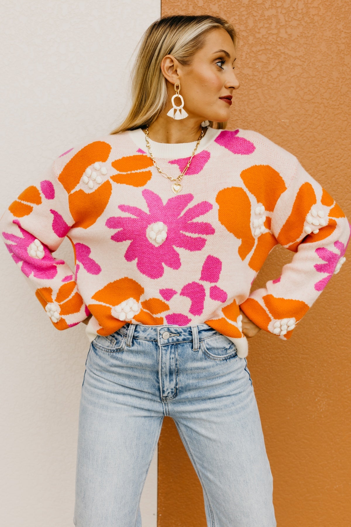 The Marie Floral Pom Detail Sweater