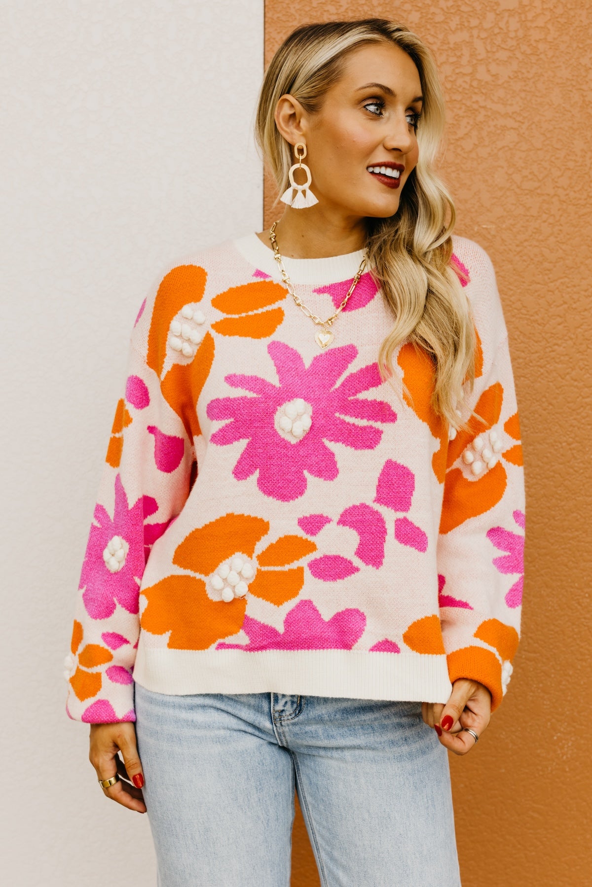 The Marie Floral Pom Detail Sweater