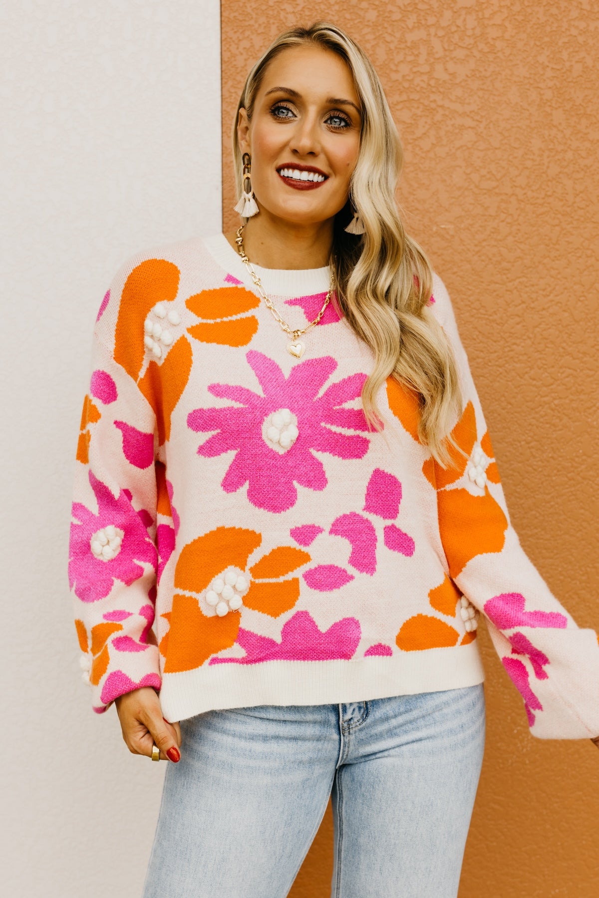 The Marie Floral Pom Detail Sweater