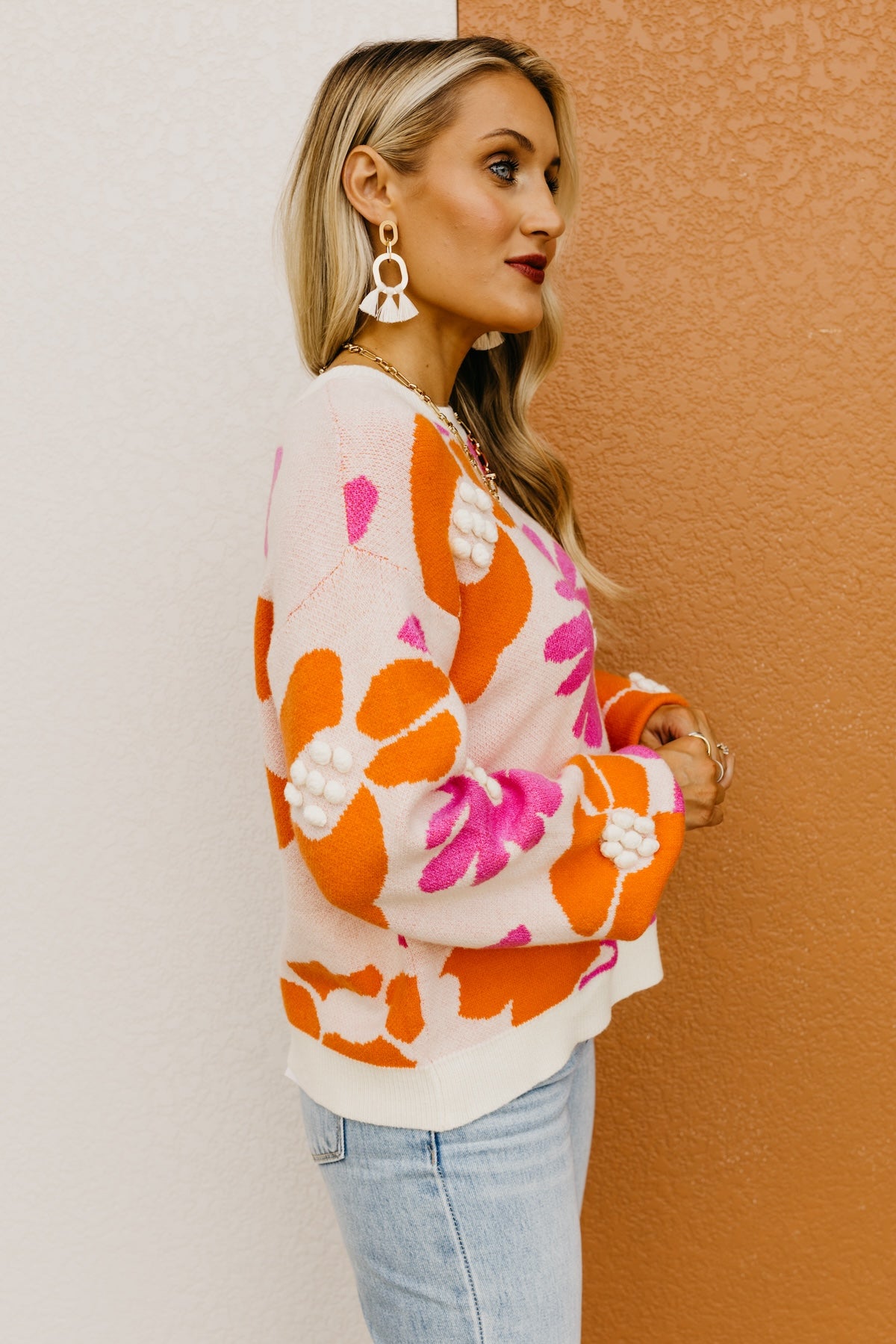 The Marie Floral Pom Detail Sweater