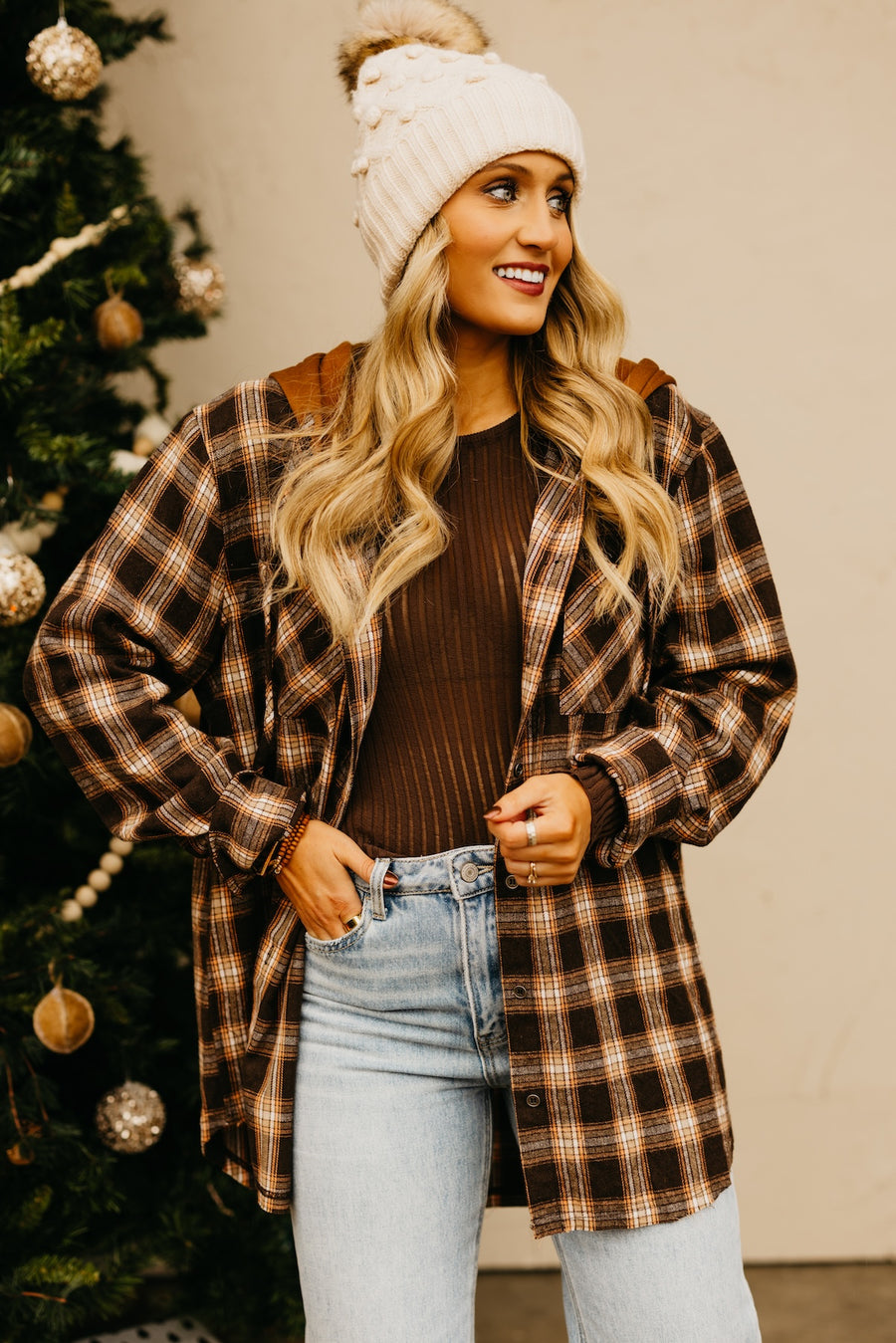 The Tara Hooded Plaid Top