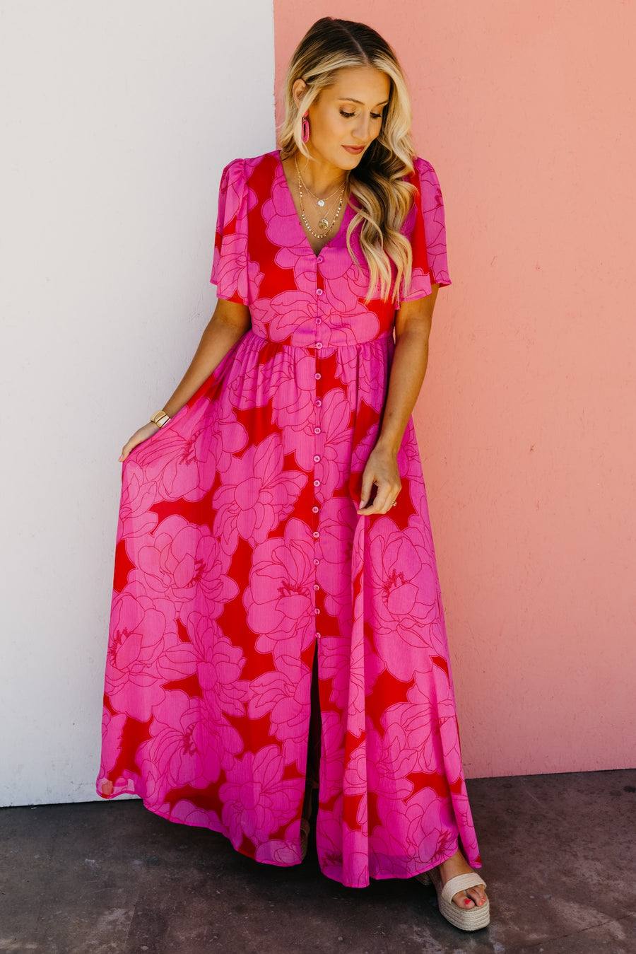 The Emmie Floral Button Front Maxi Dress