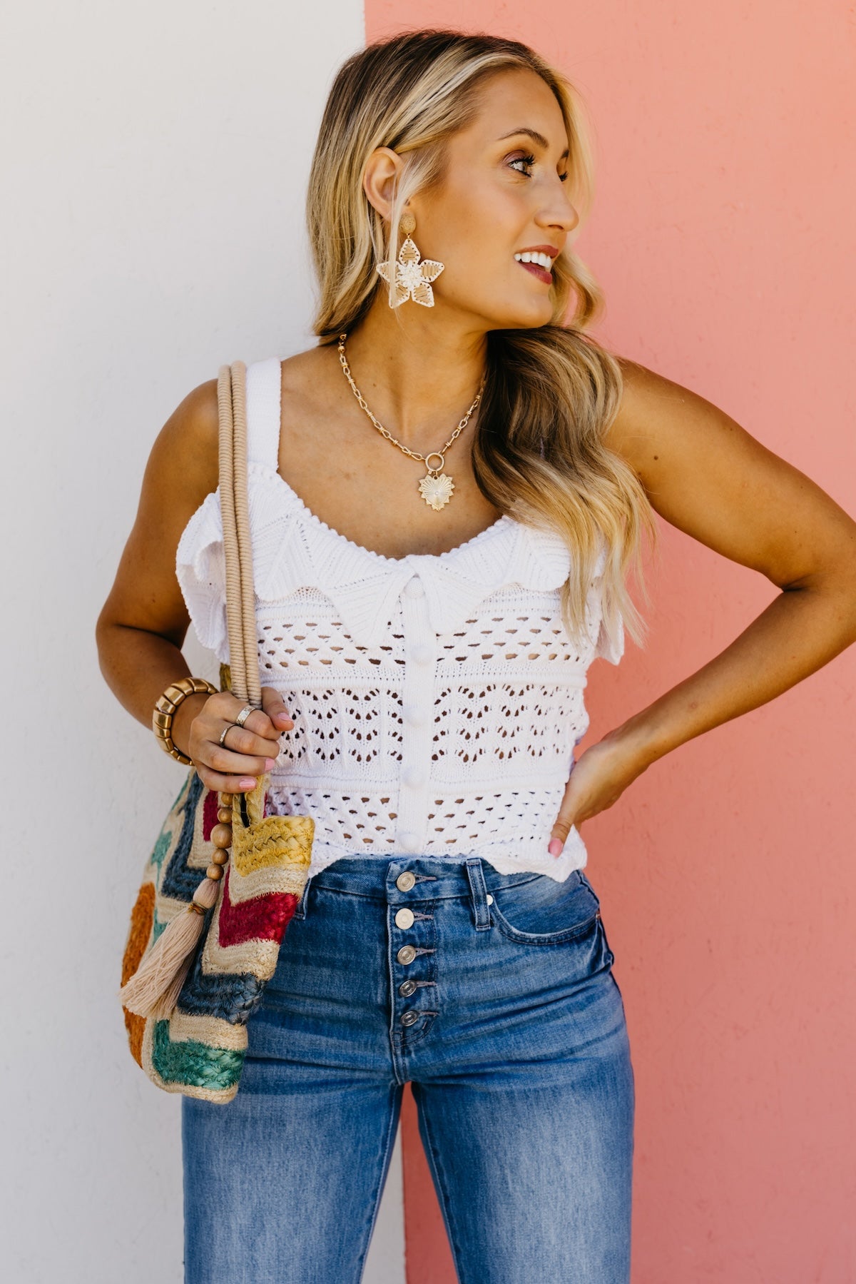 The Alani Crochet Knit Tank Top