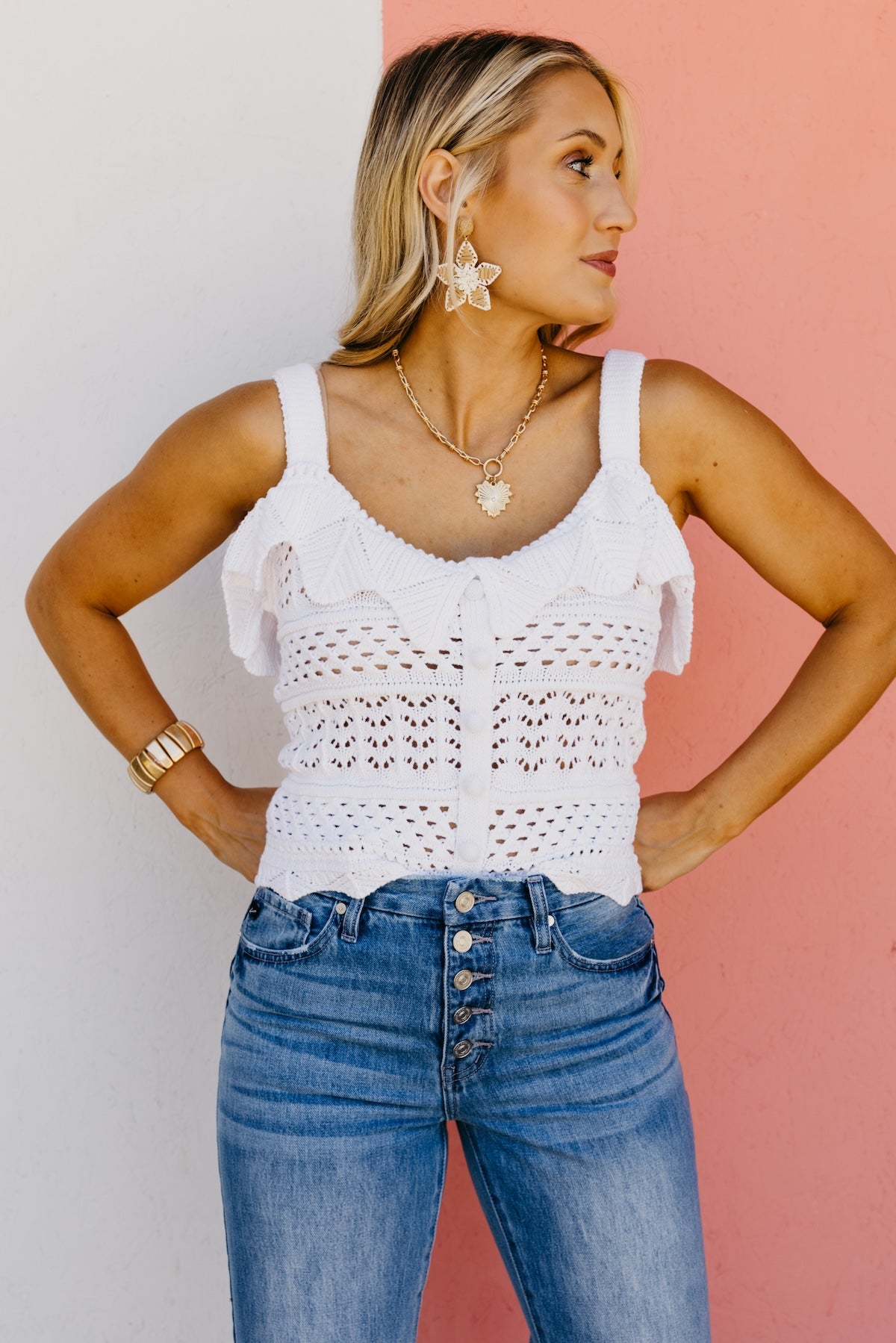 The Alani Crochet Knit Tank Top