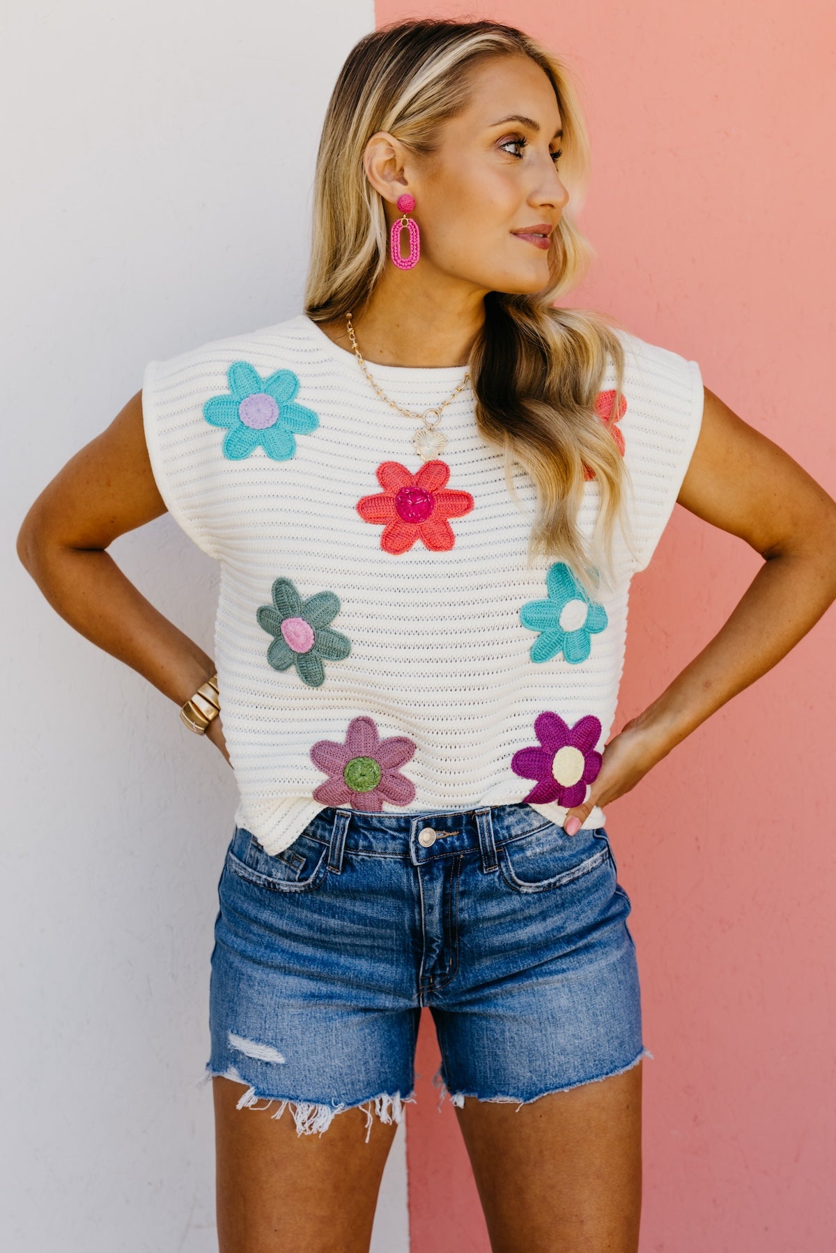 The Madden Floral Sleeveless Sweater Top