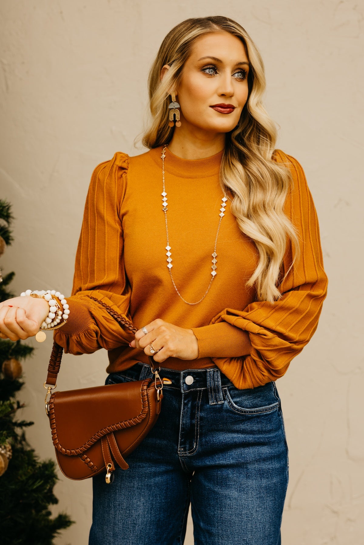 The Aleesia Pleated Puff Sleeve Sweater